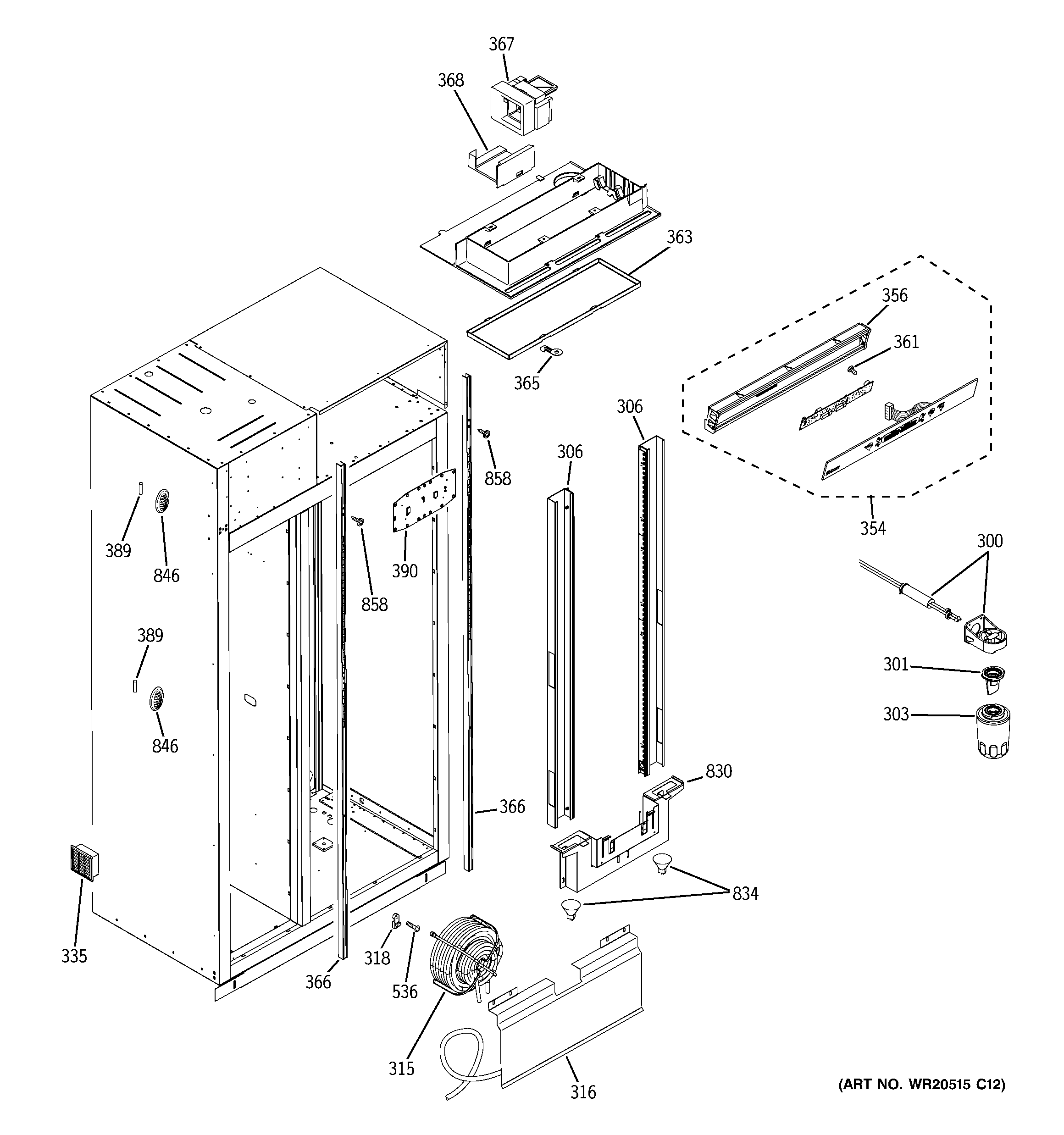 GE ZSEP480DYASS fresh food section diagram