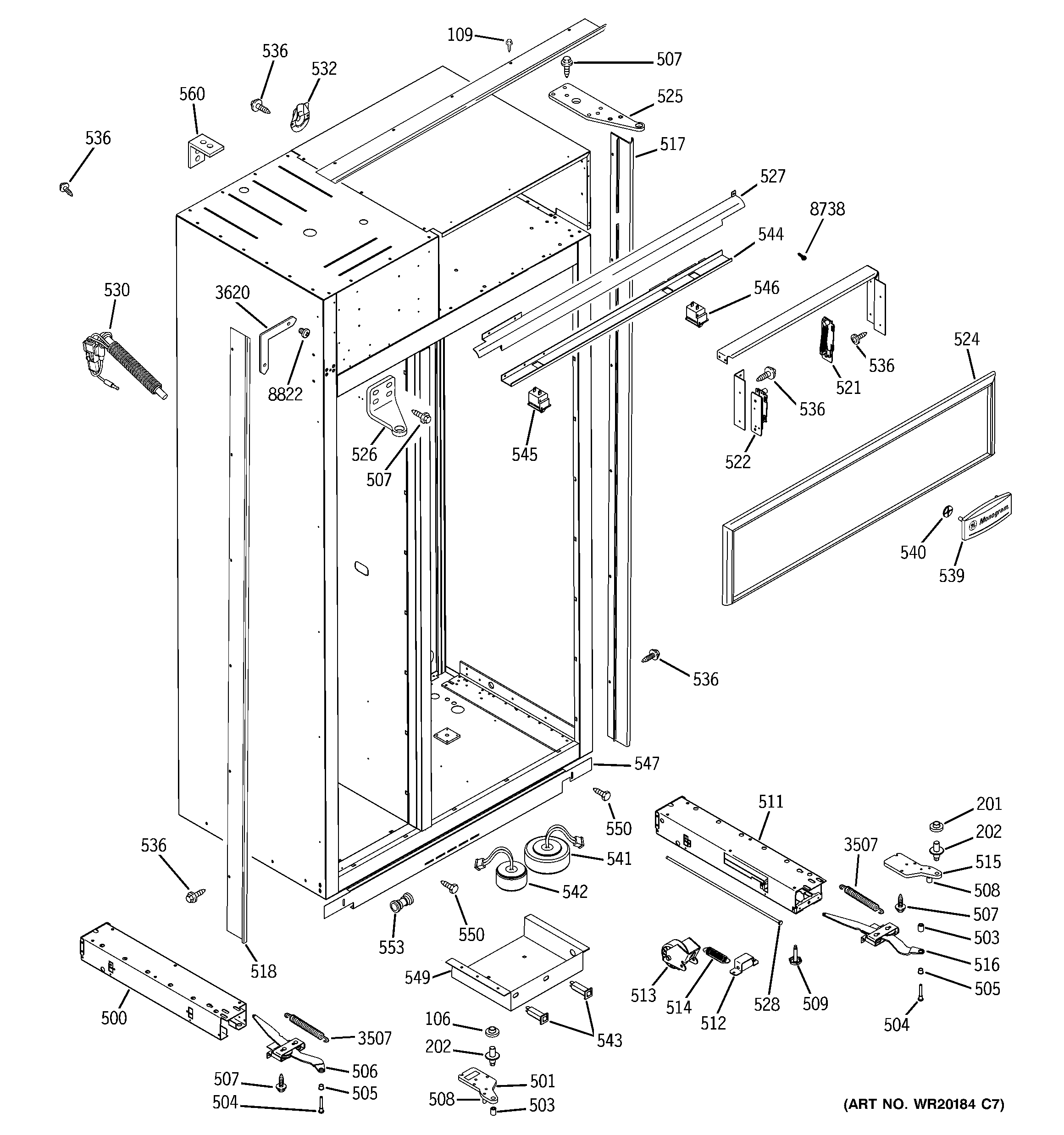 GE ZSEP480DYASS case parts diagram