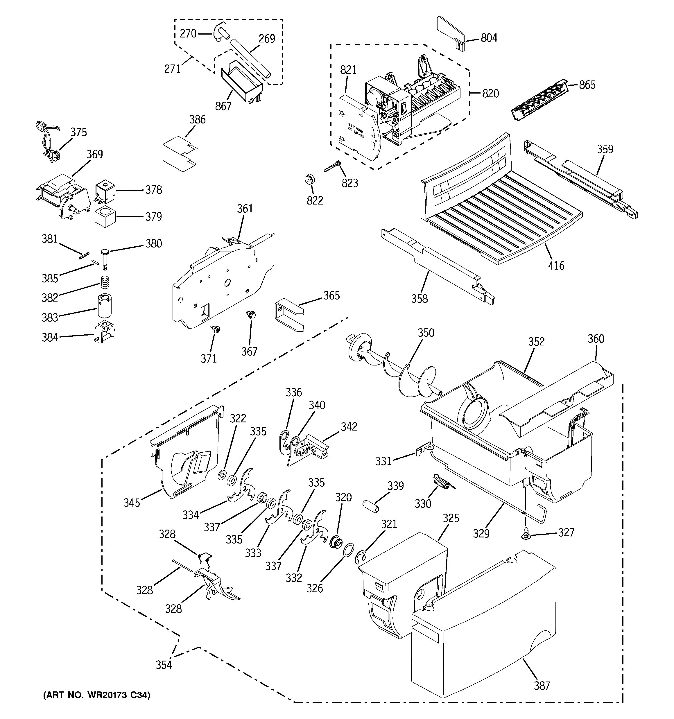 GE GSH22JFXABB ice maker & dispenser diagram