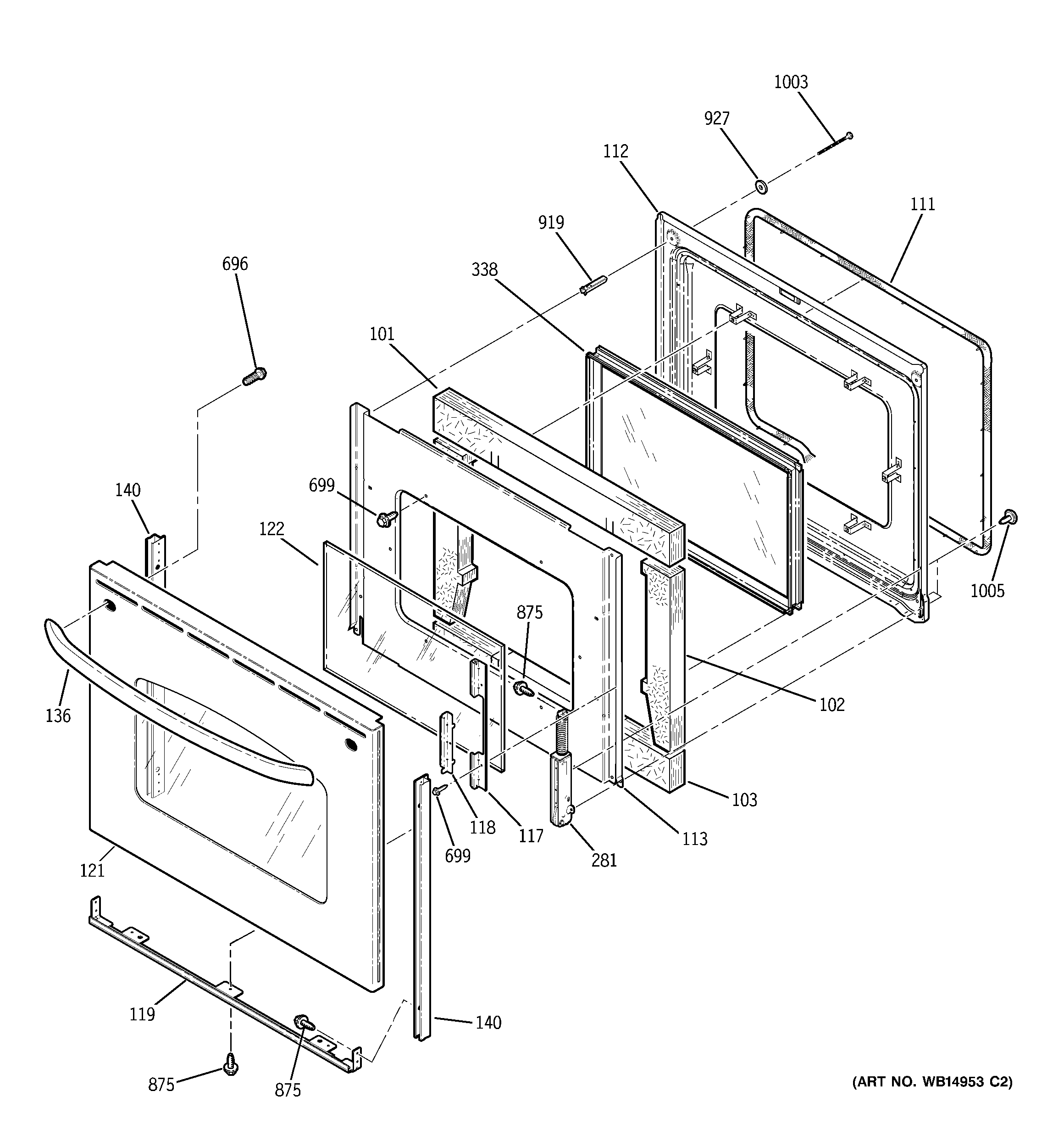 GE JB700SN2SS door diagram