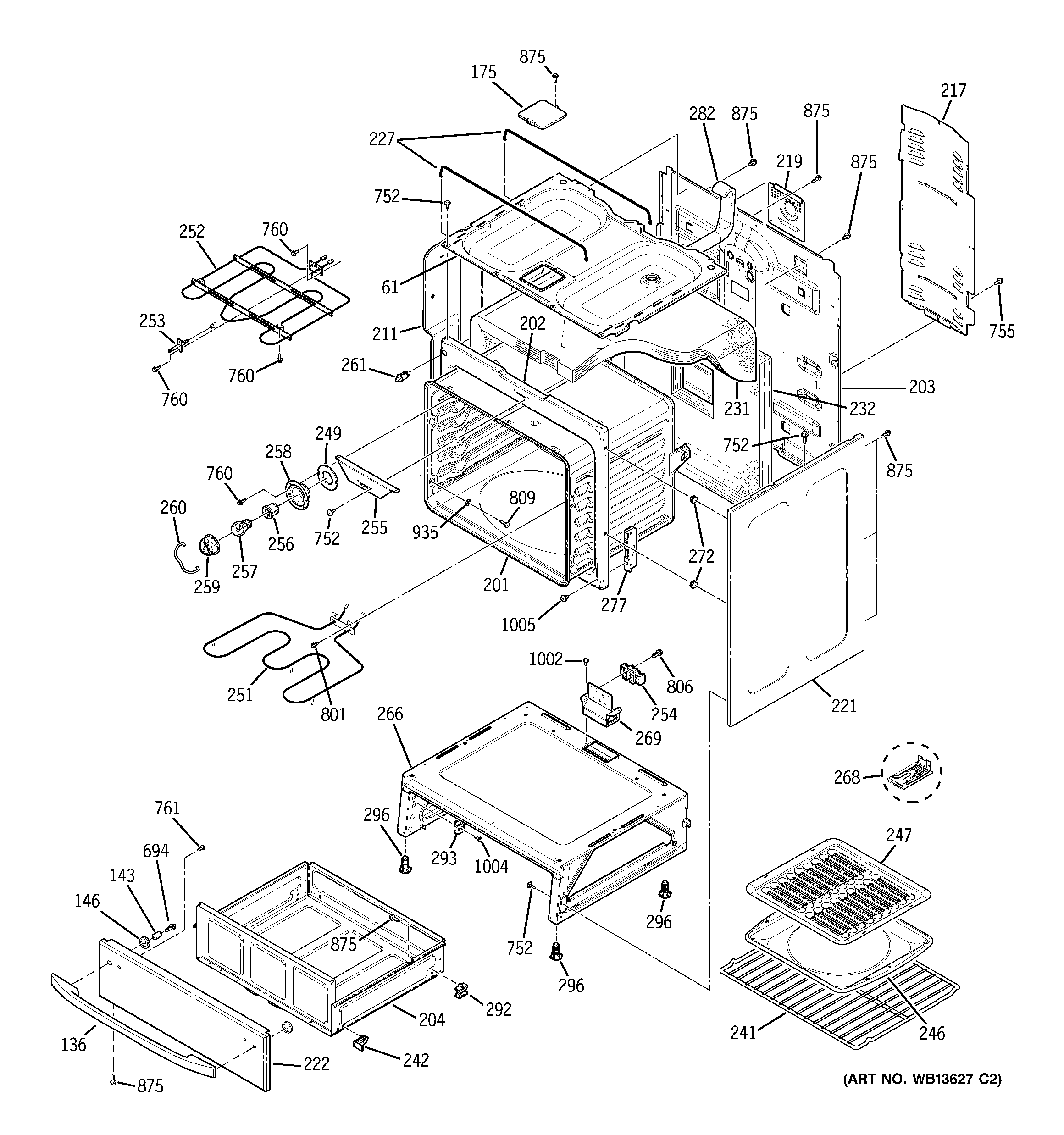 GE JBP49BK1BB body parts diagram