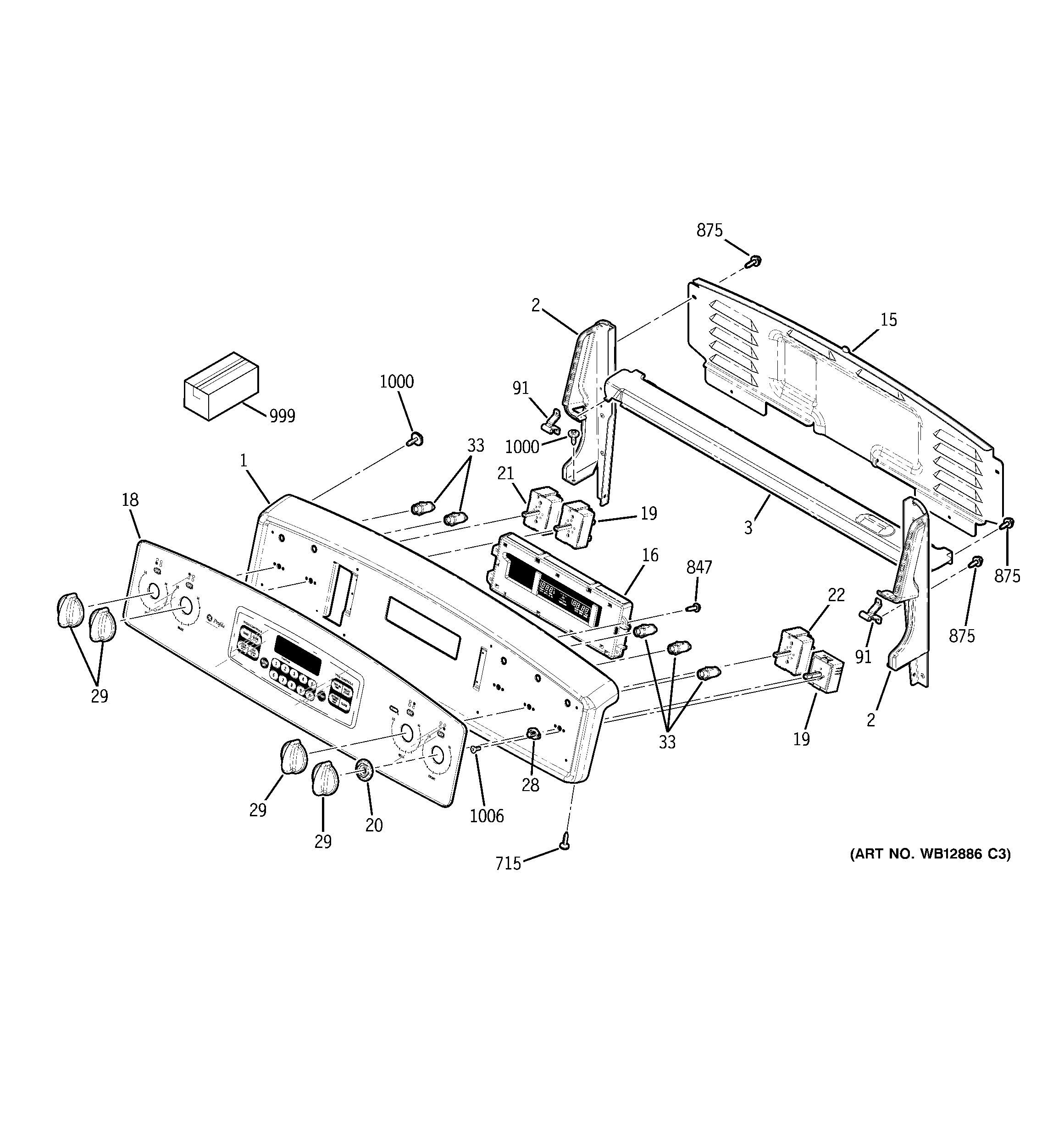 GE JBP49WK3WW control panel diagram
