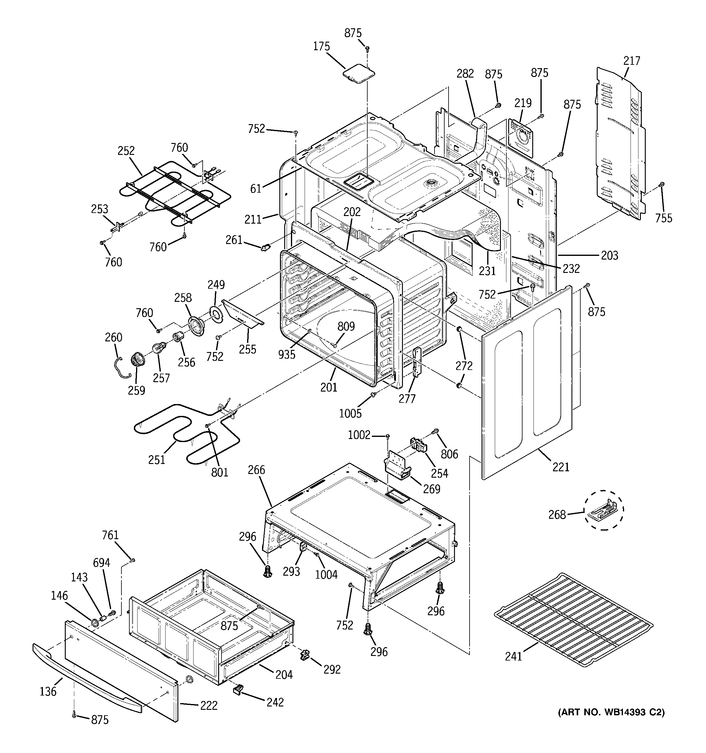GE JBP49WK4WW body parts diagram