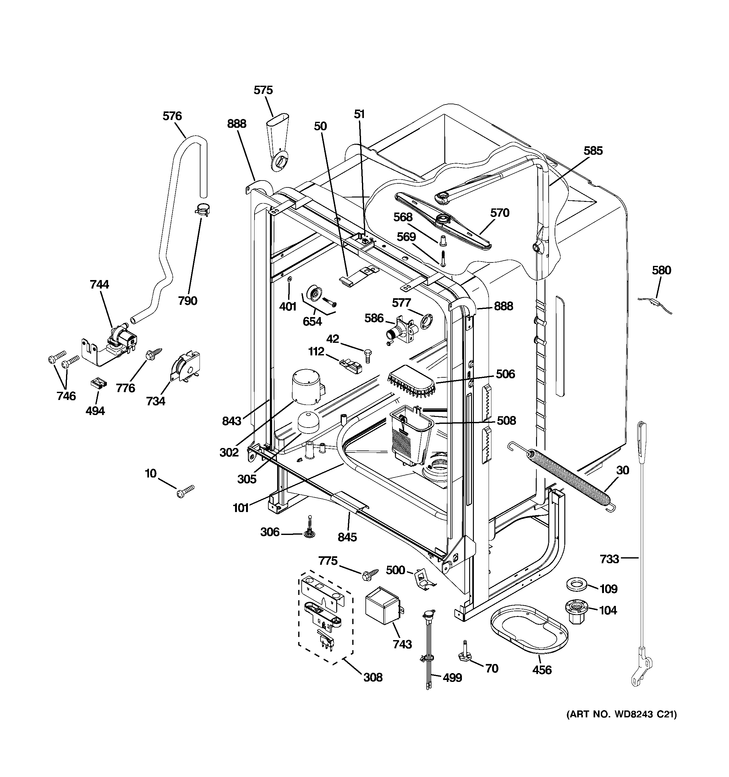GE GLD4604V00BB body parts diagram