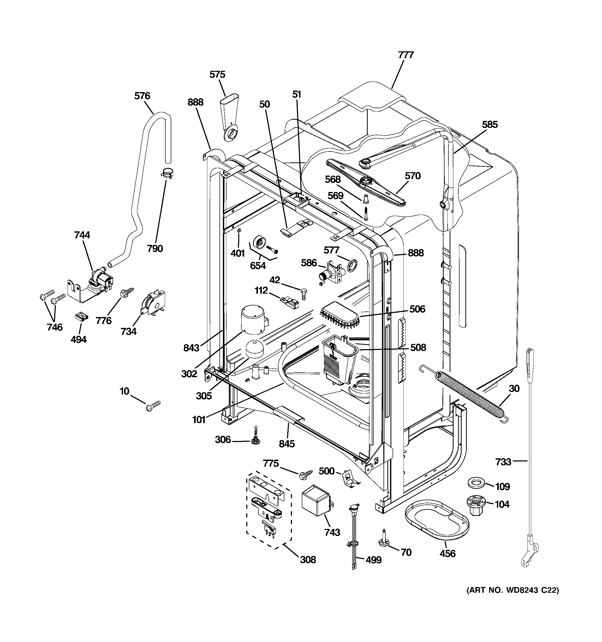 GE GLD5600V00BB body parts diagram