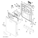 GE GLD5606V00WW escutcheon & door assembly diagram