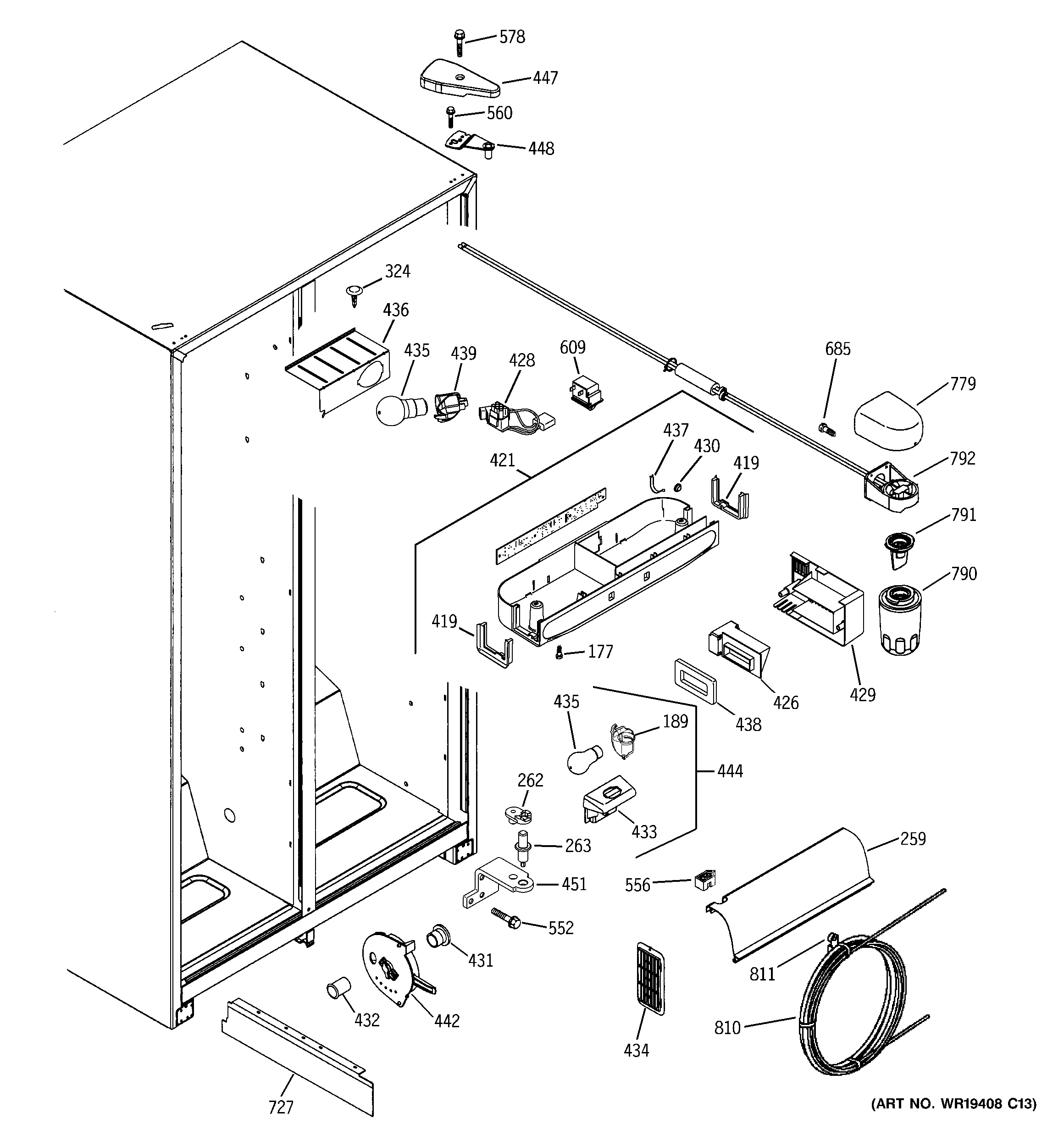 GE GSH22SGRBSS fresh food section diagram
