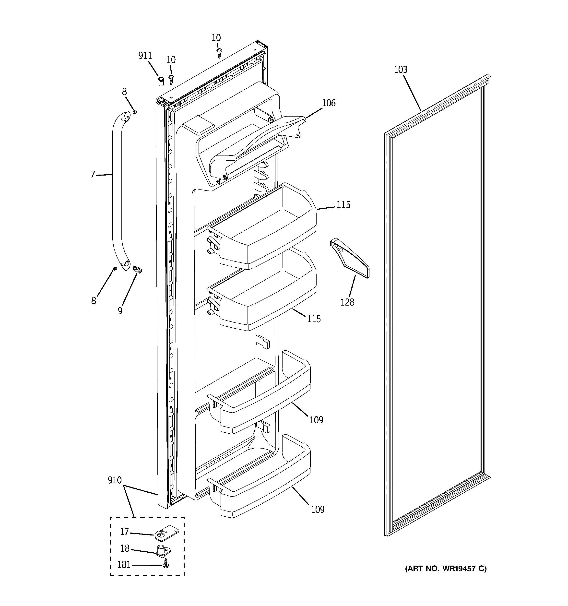 GE GSS22SGRBSS fresh food door diagram