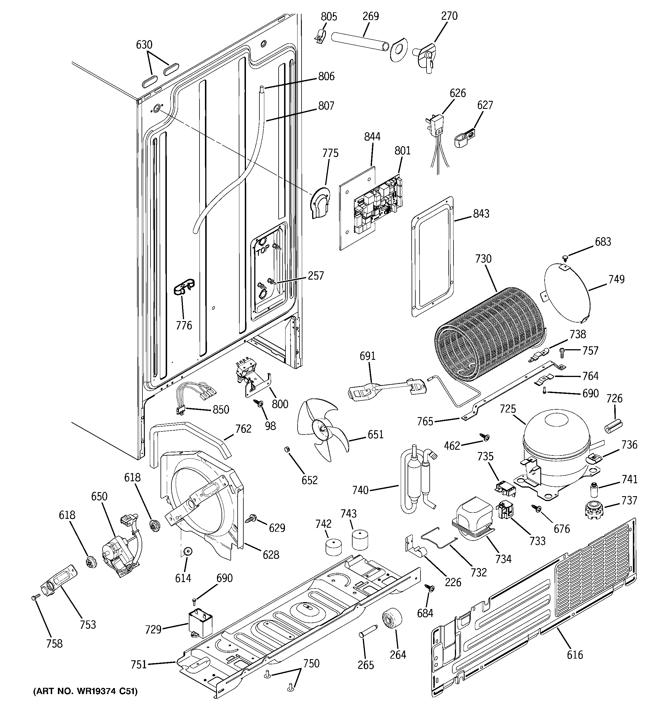 GE GSS22SGRBSS sealed system & mother board diagram