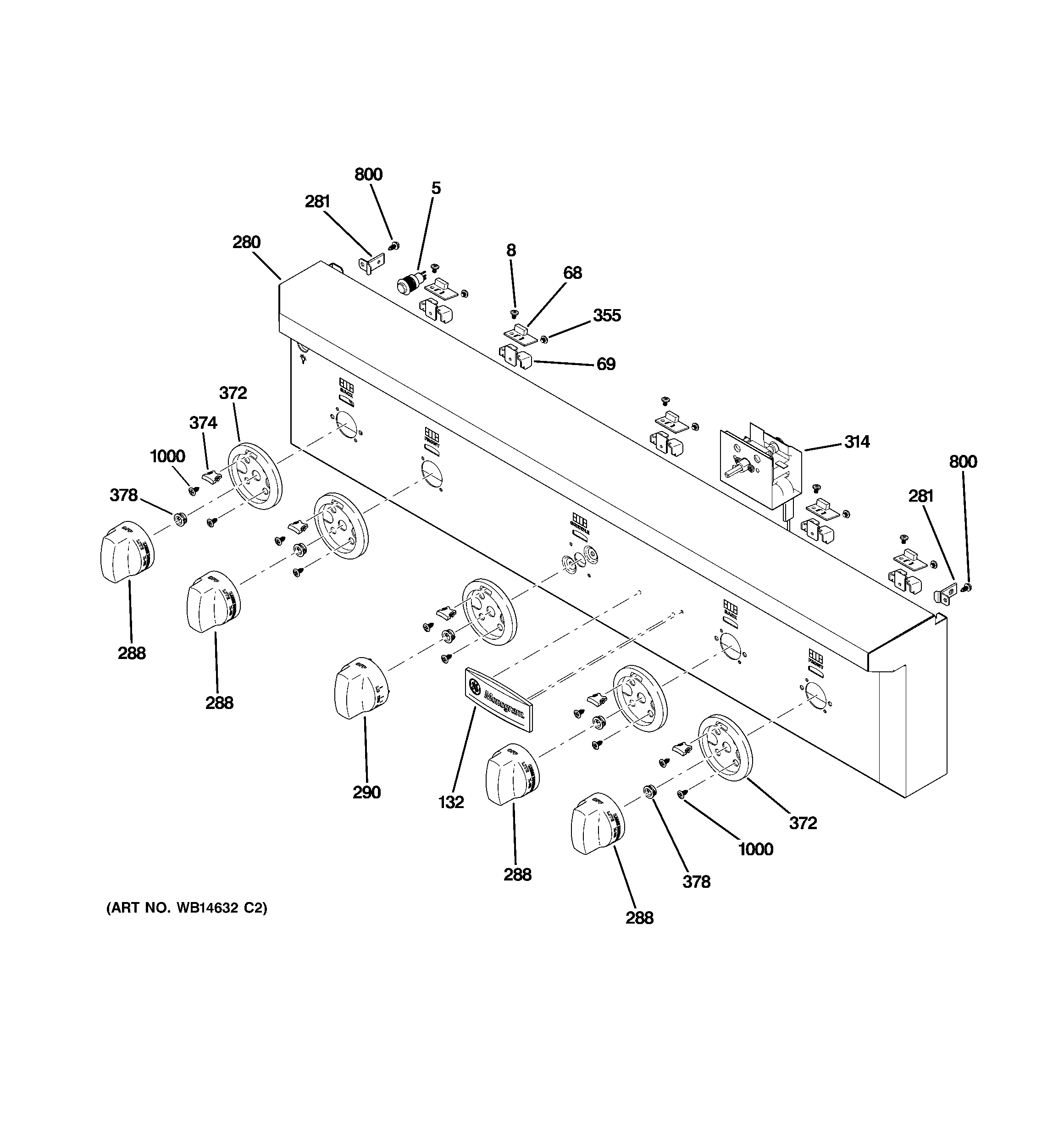 GE ZGU364NDP6SS control panel diagram