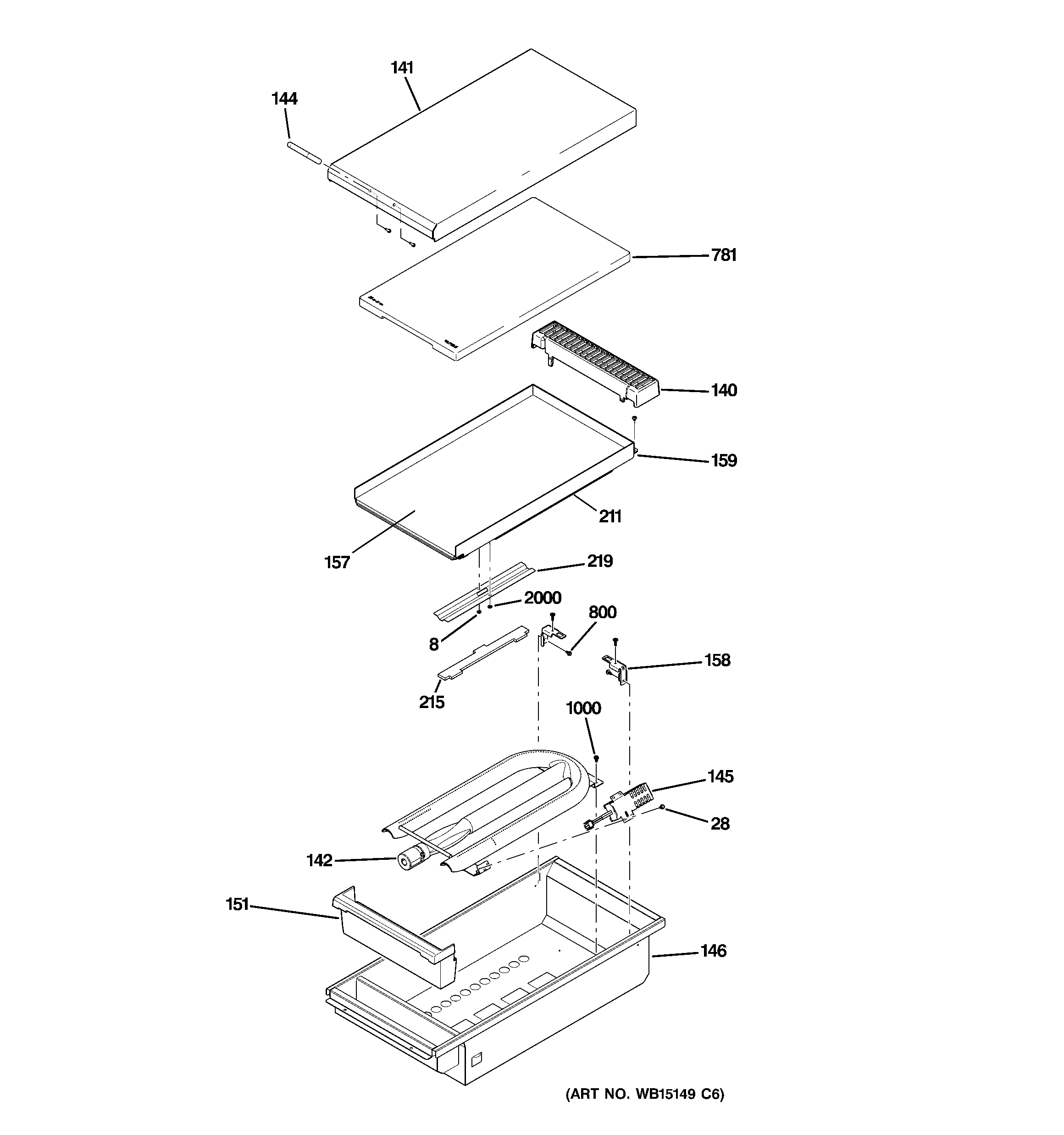 GE ZGU364NDP6SS griddle assembly diagram