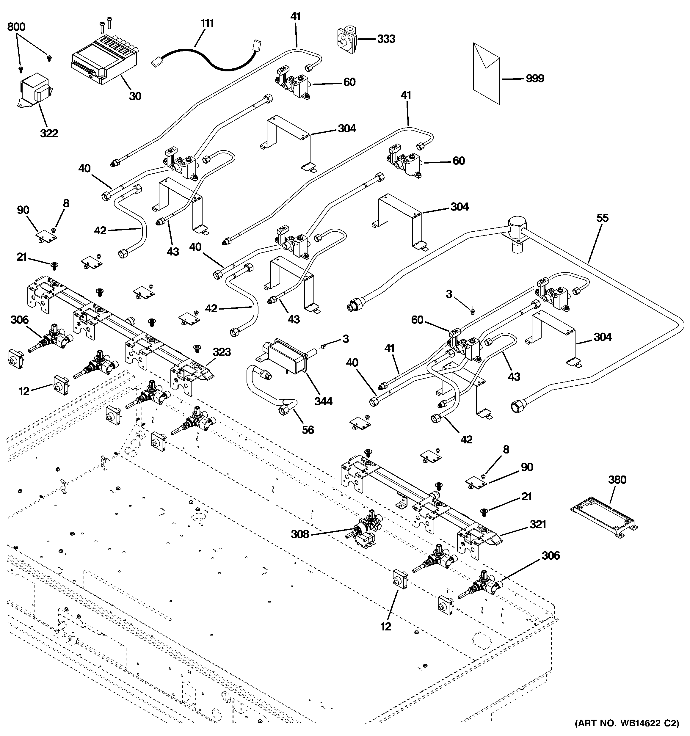 GE ZGU486LRP5SS gas & burner parts diagram
