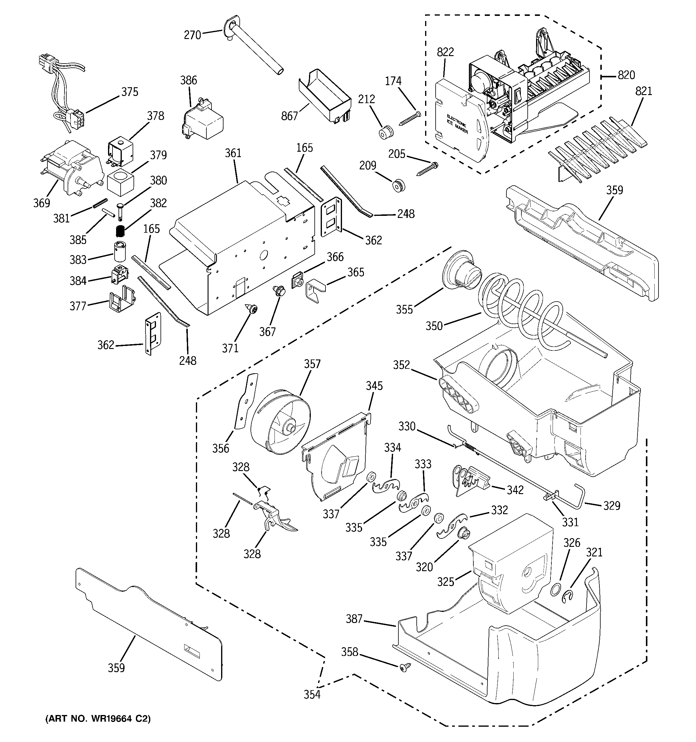 GE PSC23MGSAWW ice maker & dispenser diagram