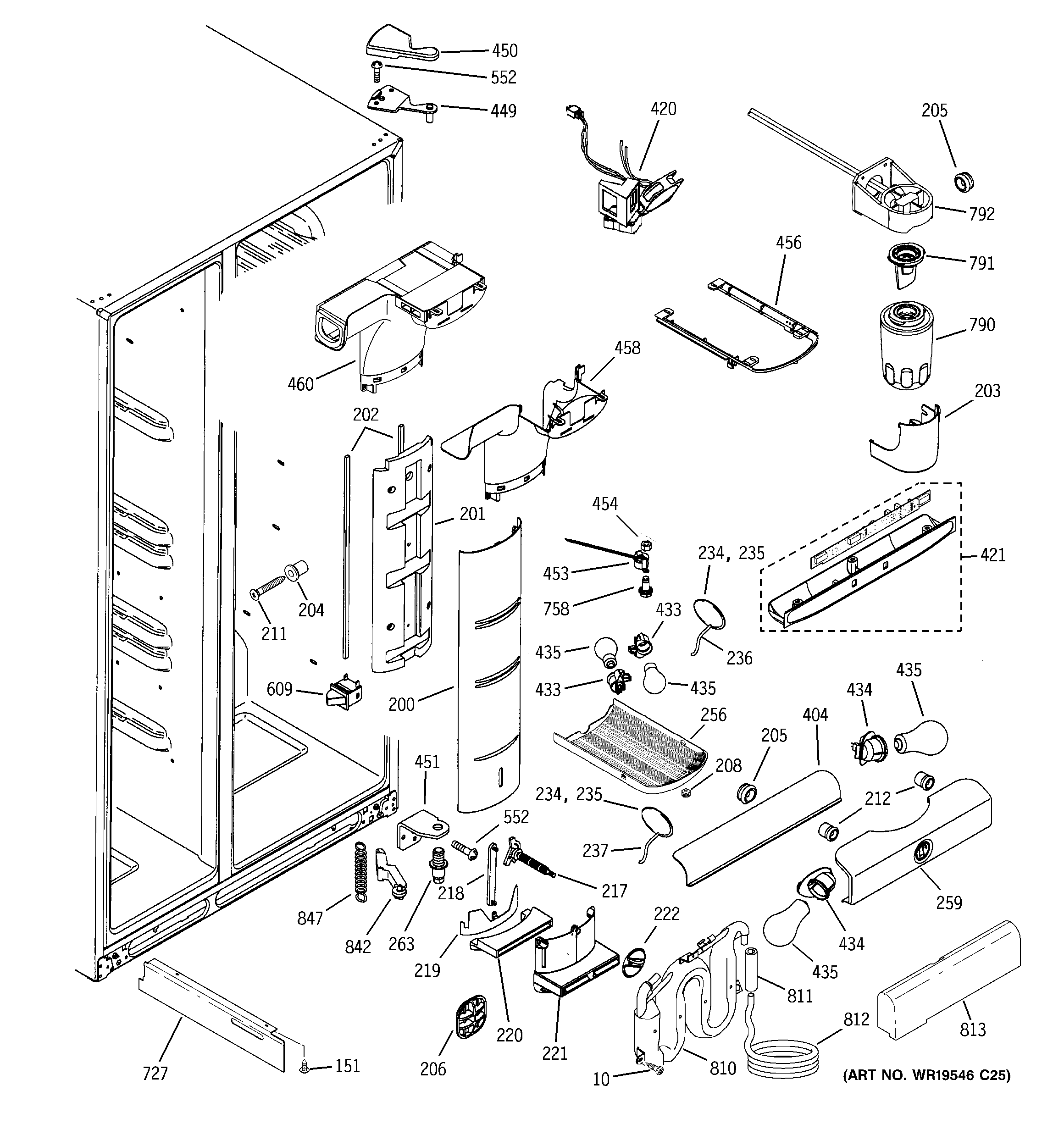 GE PSC23MGTCWW fresh food section diagram