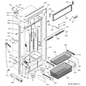 GE ZICS360NXALH freezer section, trim & components diagram