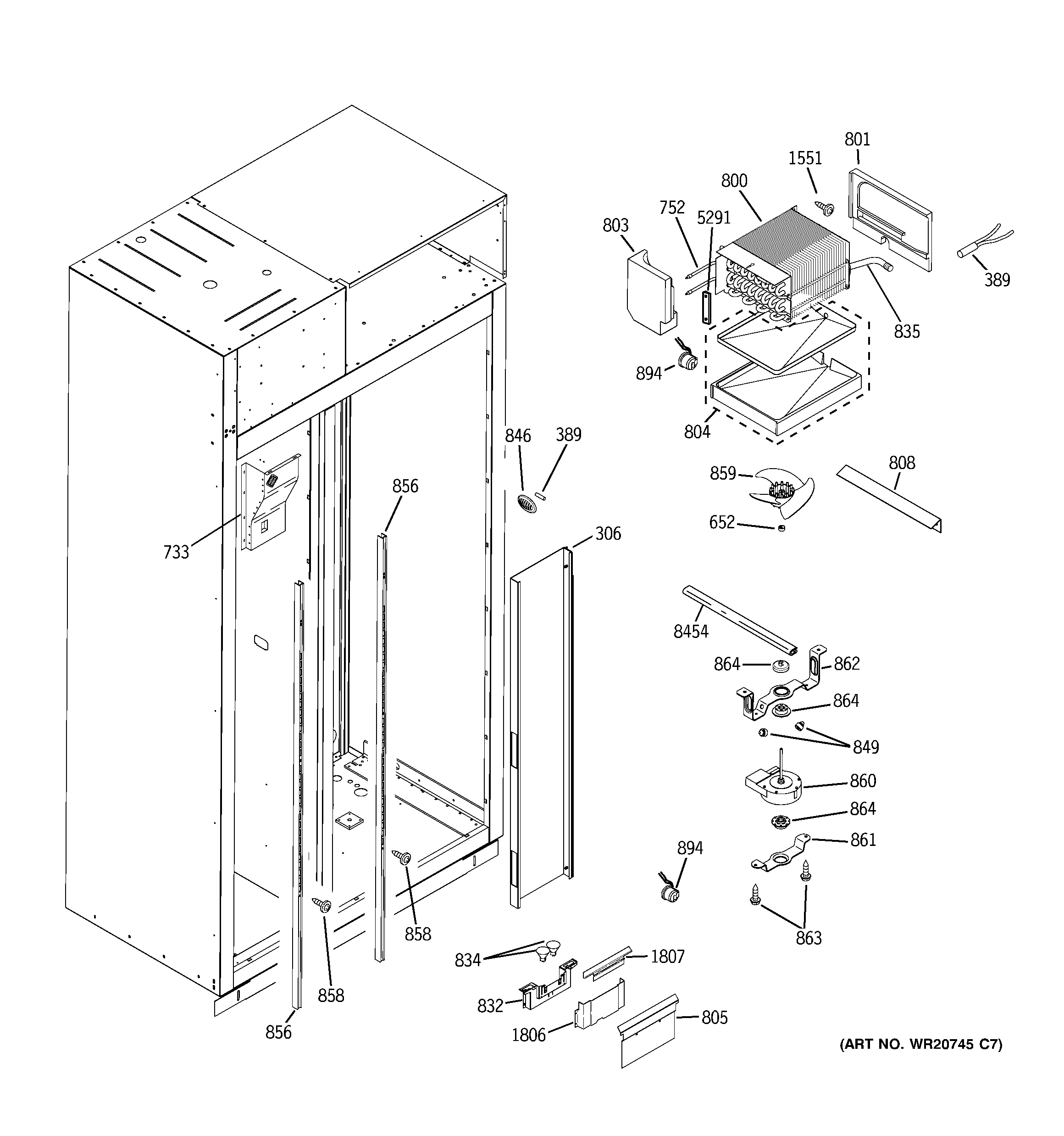 GE ZISW420DXB freezer section diagram