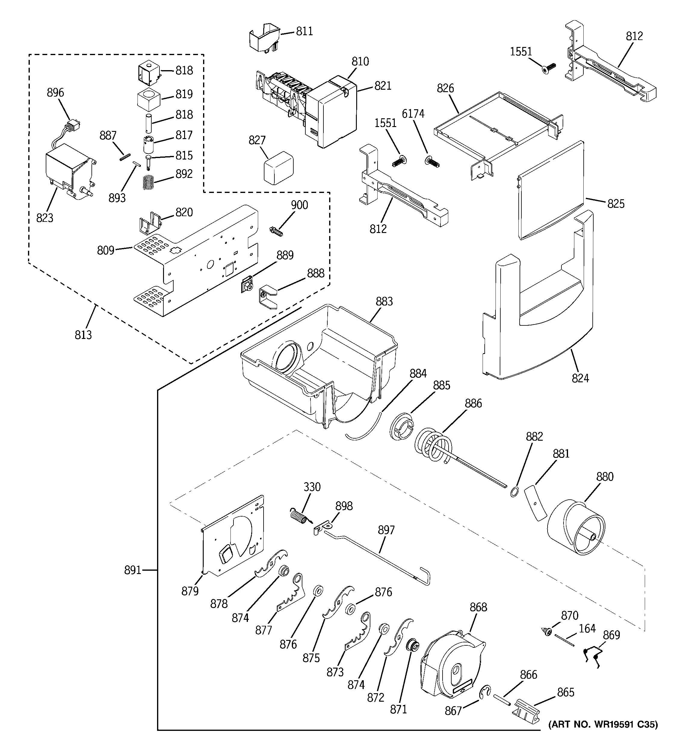 GE ZISW420DXB ice maker & dispenser diagram