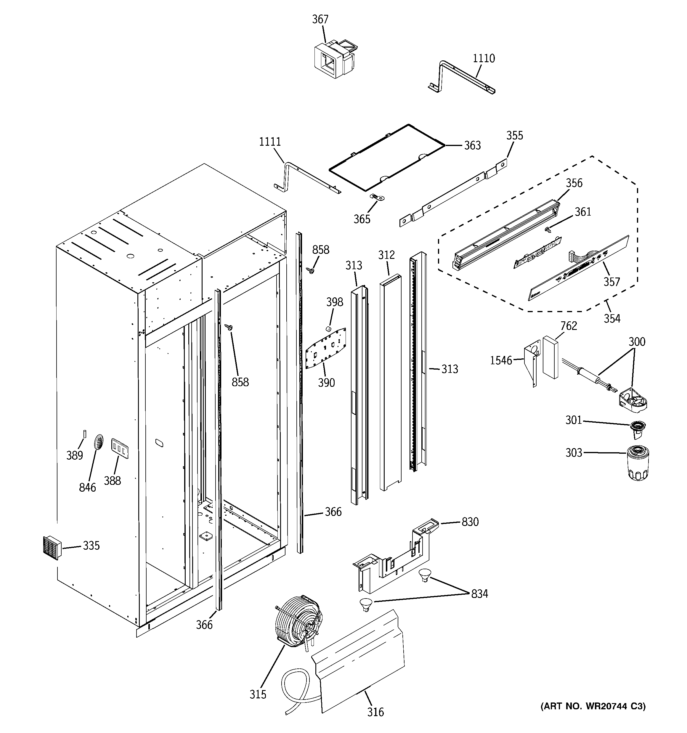 GE ZISW480DXB fresh food section diagram