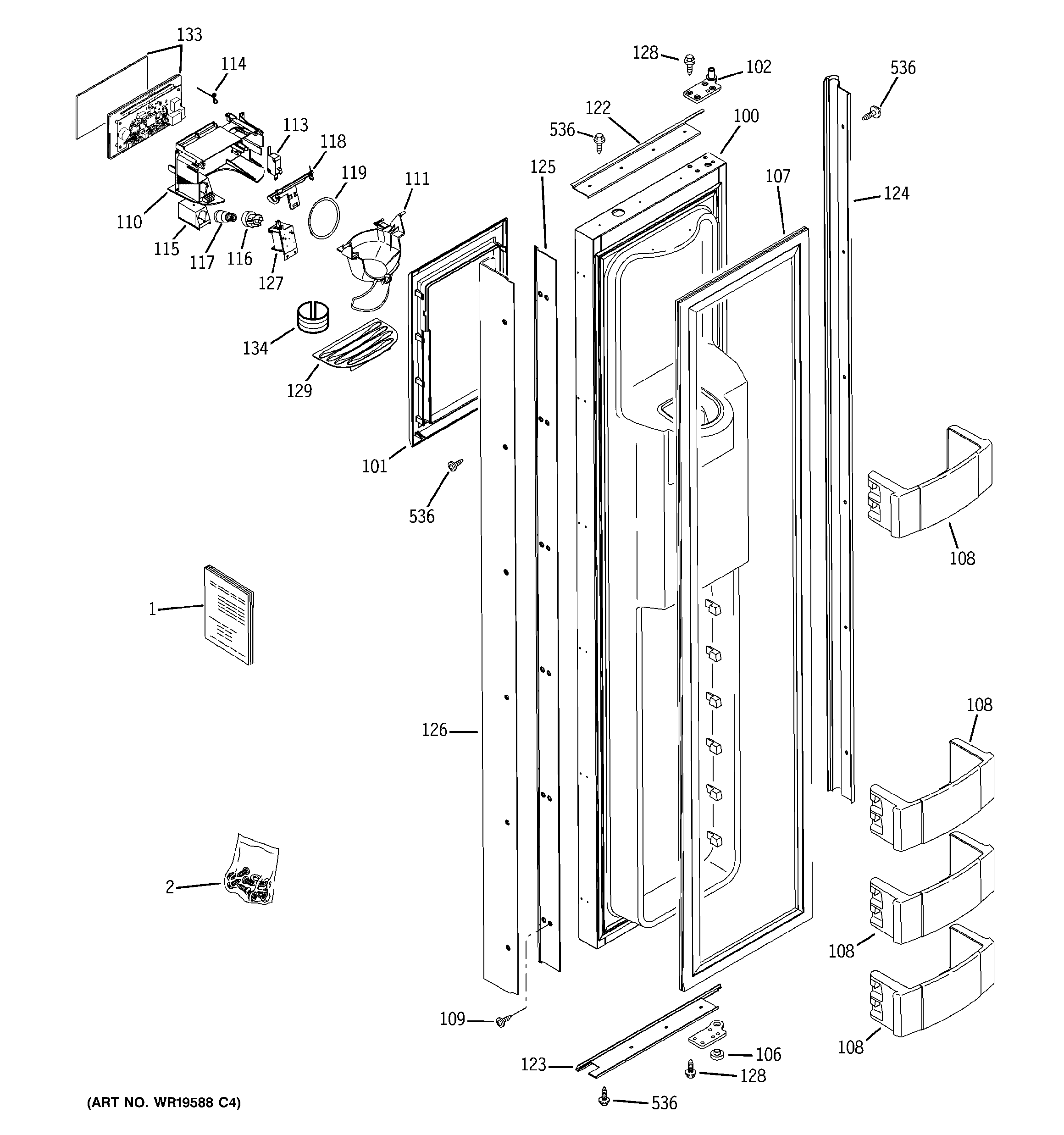 GE ZSEB420DYB freezer door diagram
