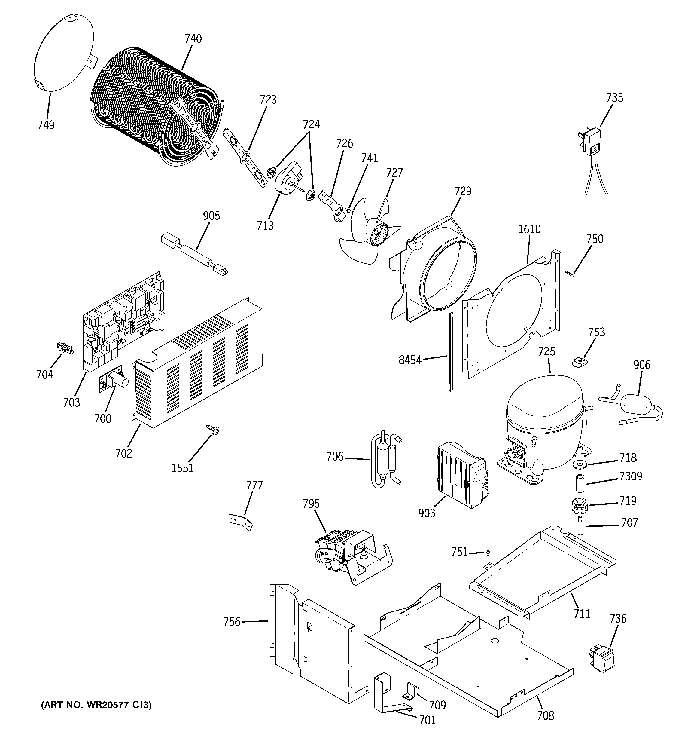 GE ZSEB420DYB sealed system & mother board diagram