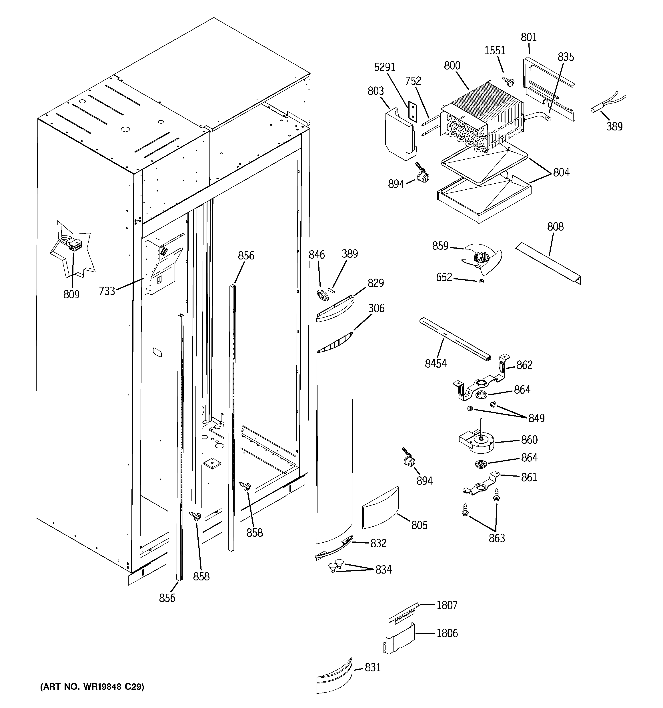 GE ZSEB420DYB freezer section diagram
