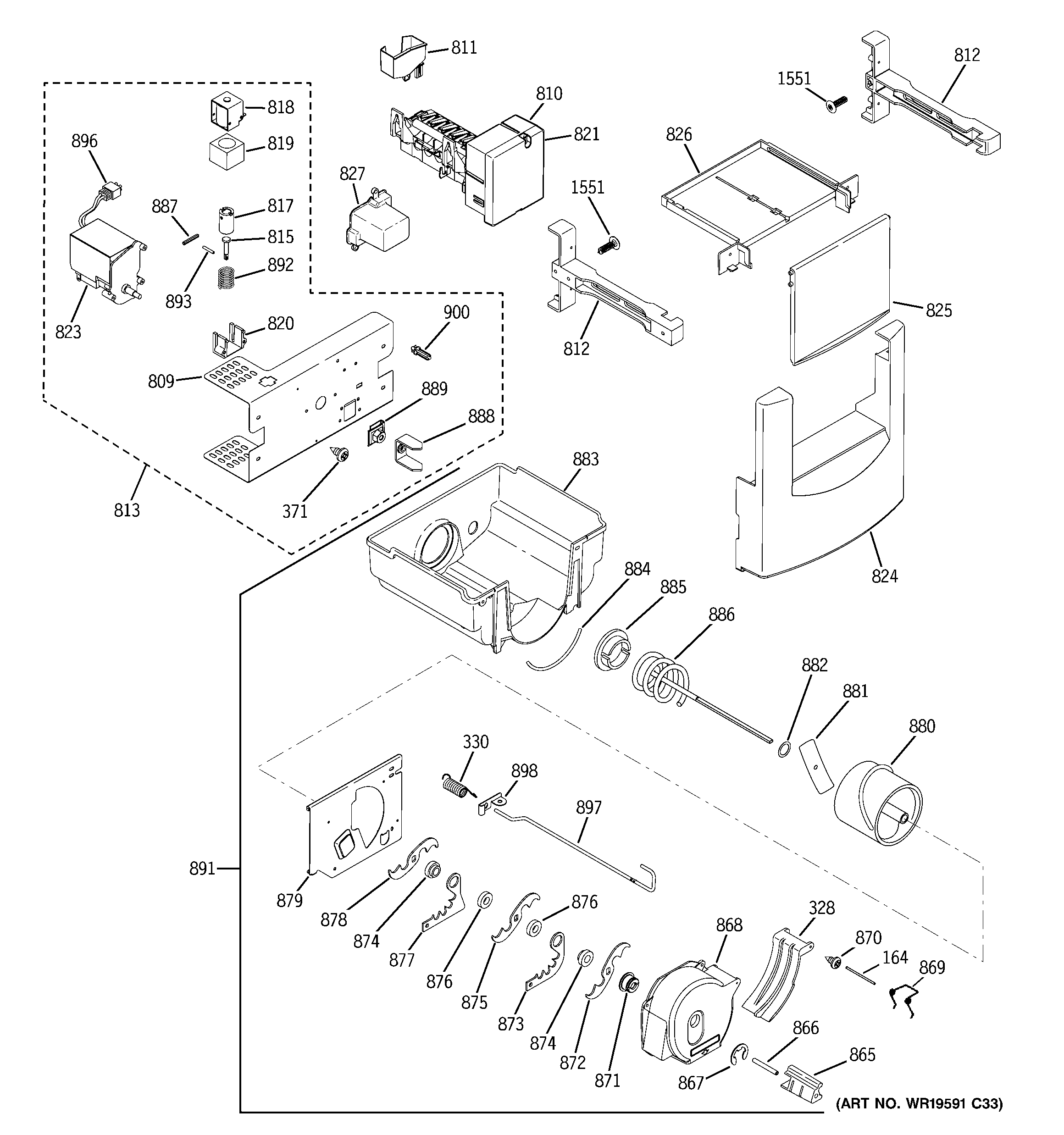GE ZSEB420DYB ice maker & dispenser diagram