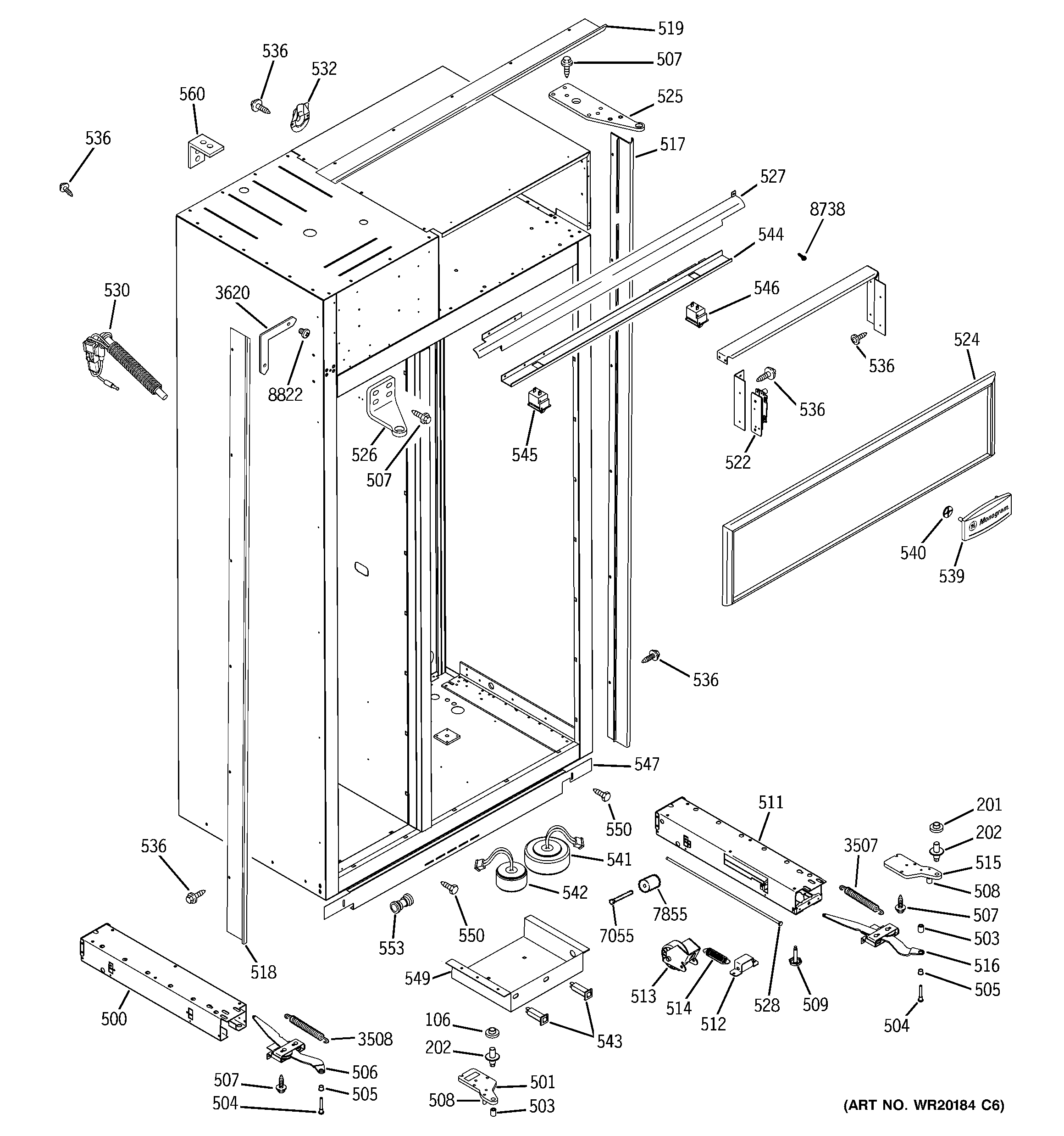 GE ZSEP420DYBSS case parts diagram
