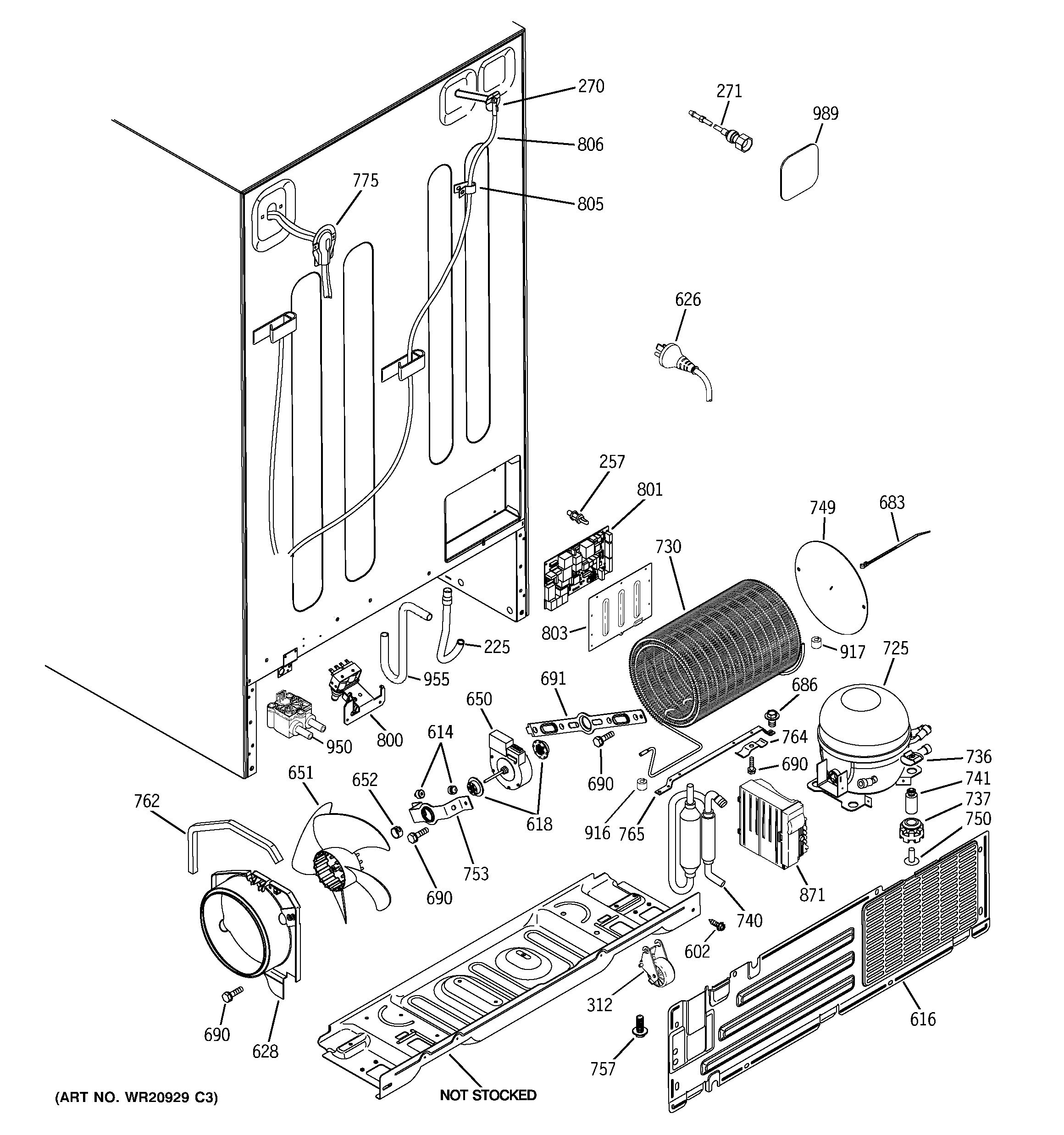 GE RCA24VGBBFWW sealed system & mother board diagram