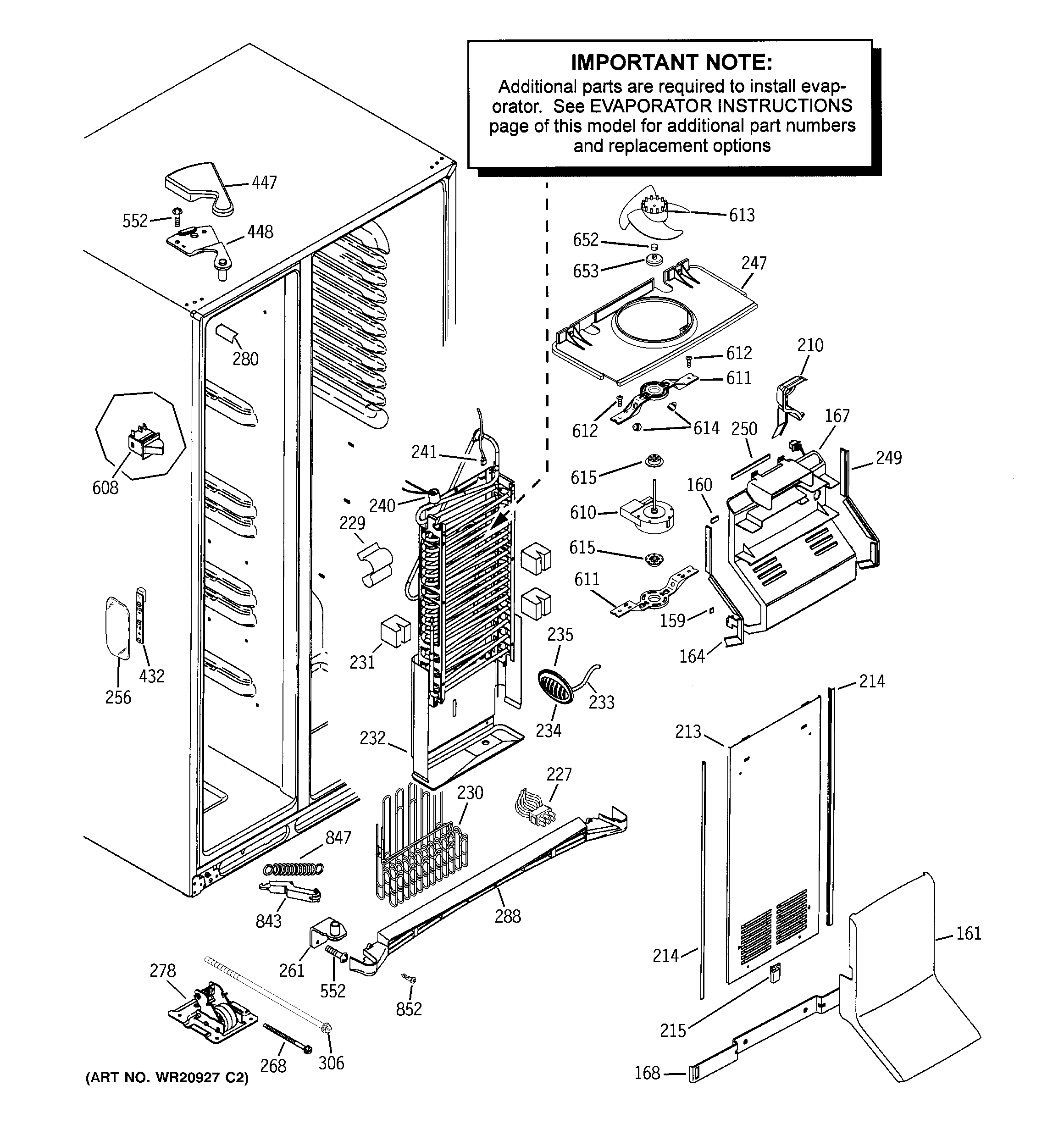 GE RCA24VGBBFWW freezer section diagram