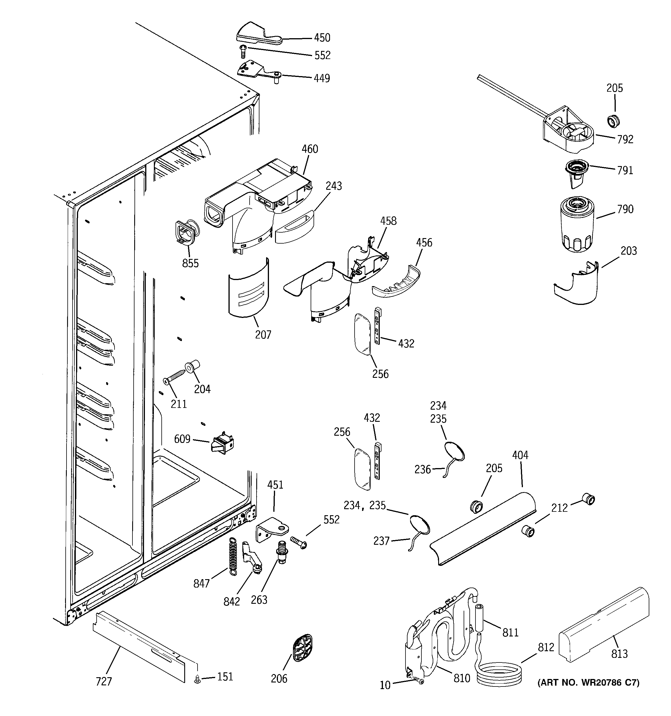 GE RCE24KGBBFWW fresh food section diagram
