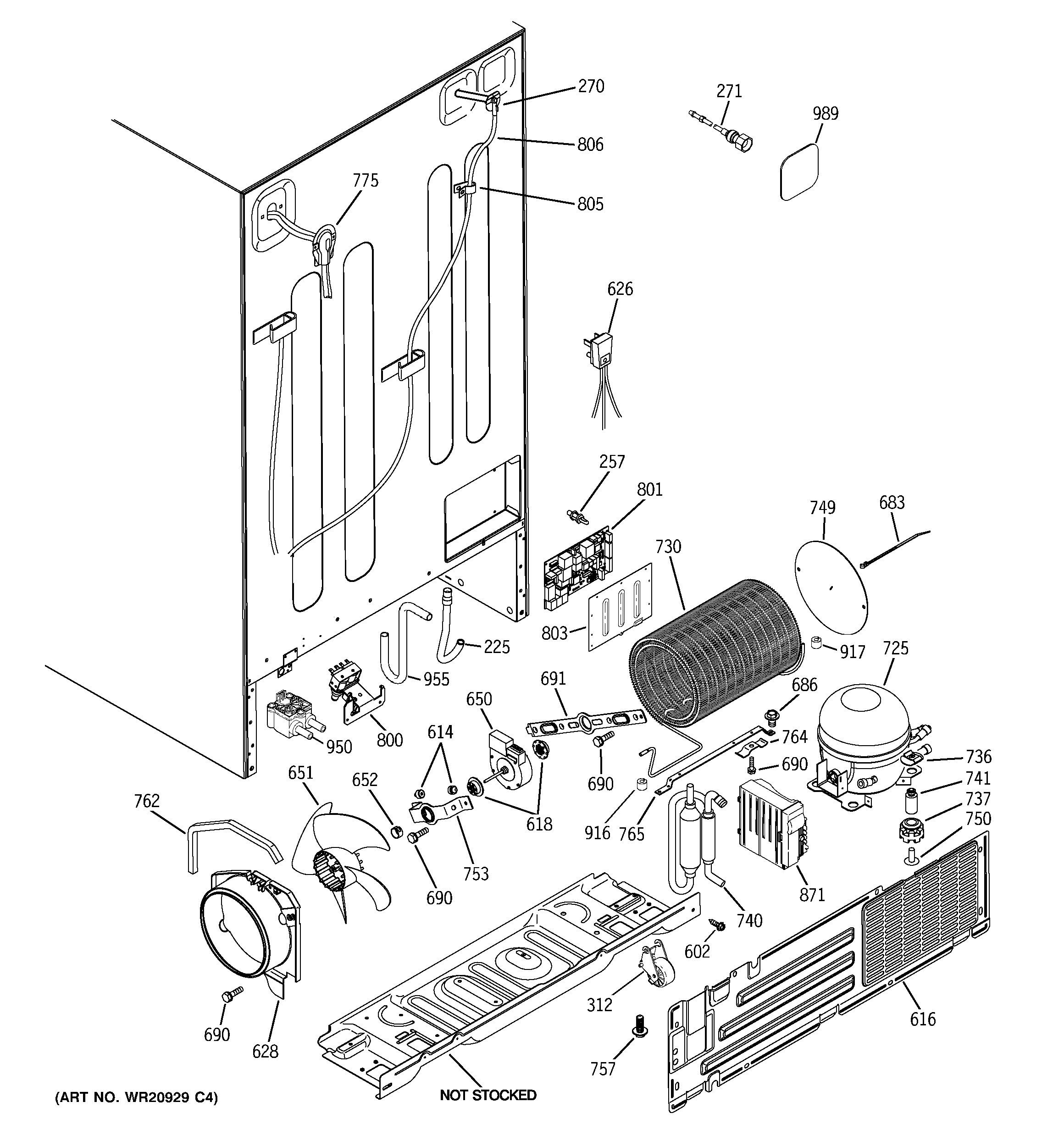 GE RCE24VGBBFBB sealed system & mother board diagram