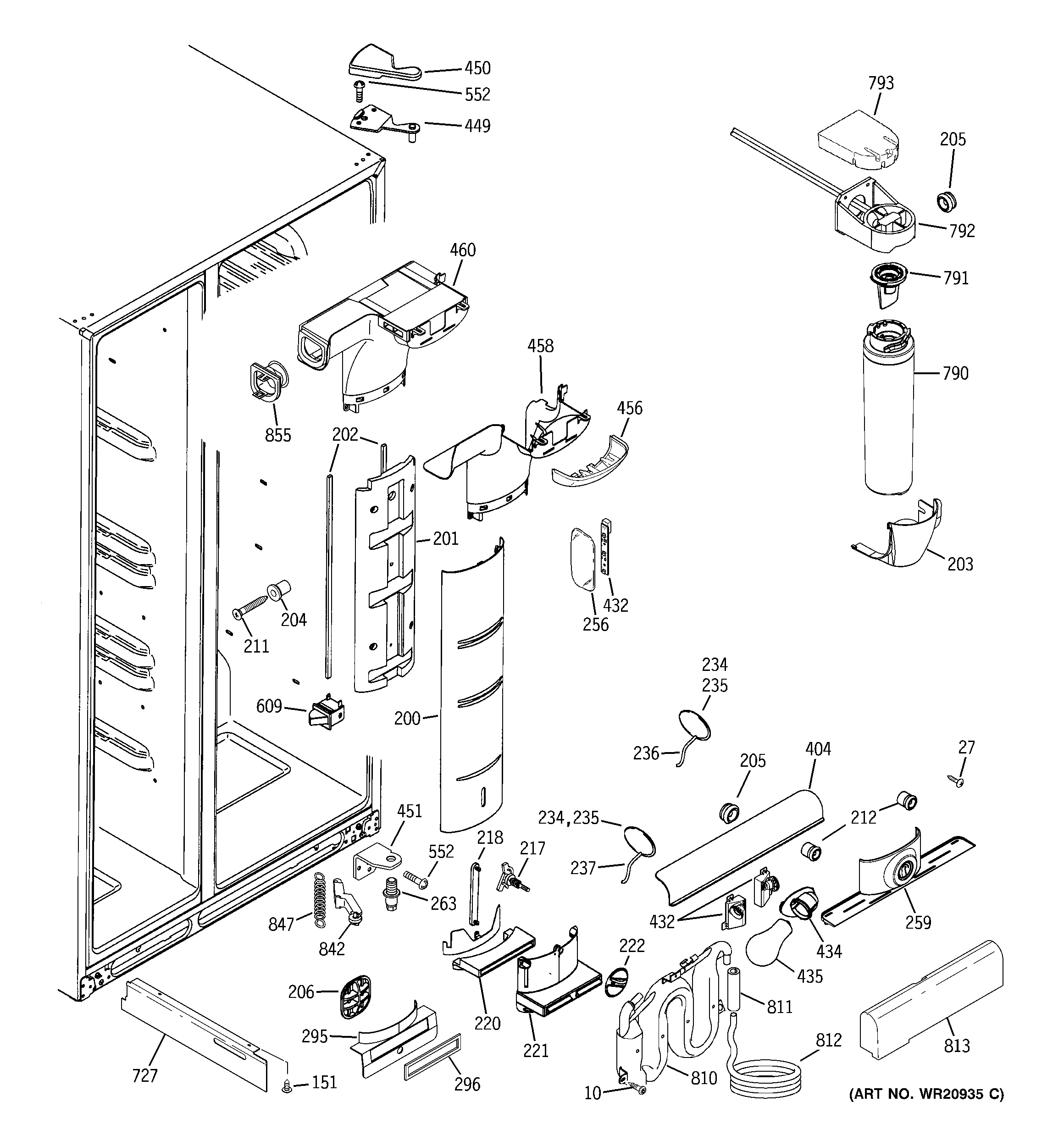 GE RCE24VGBBFBB fresh food section diagram