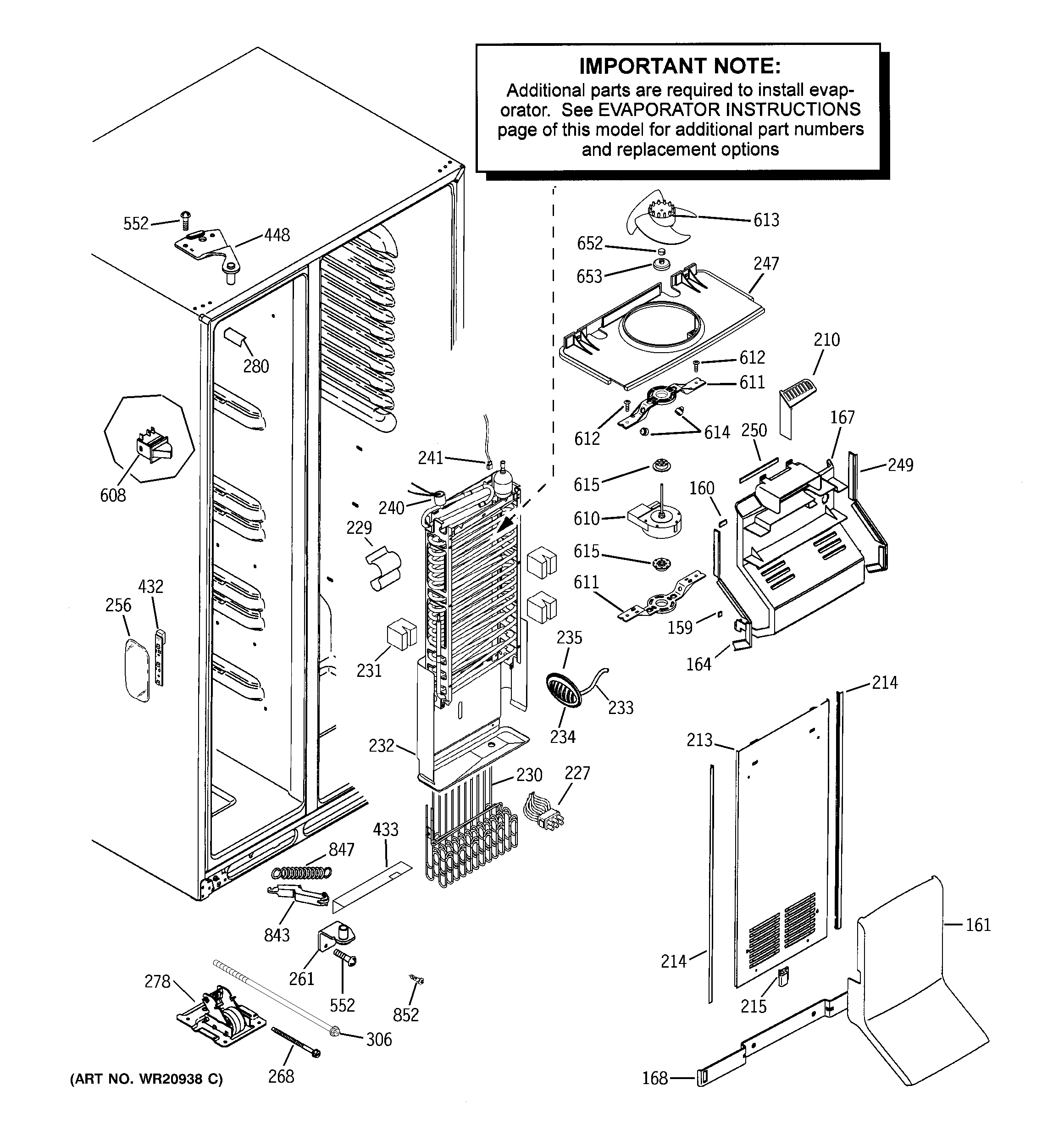 GE RCE25RGBBFNB freezer section diagram
