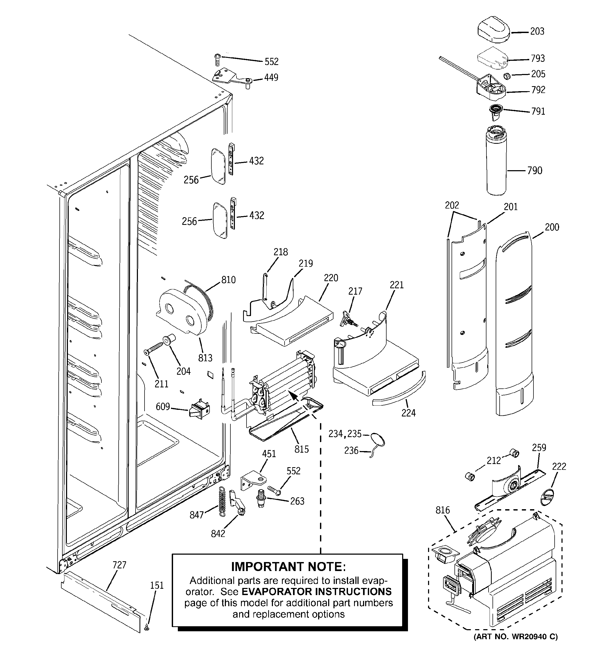 GE RCE25RGBBFSS fresh food section diagram