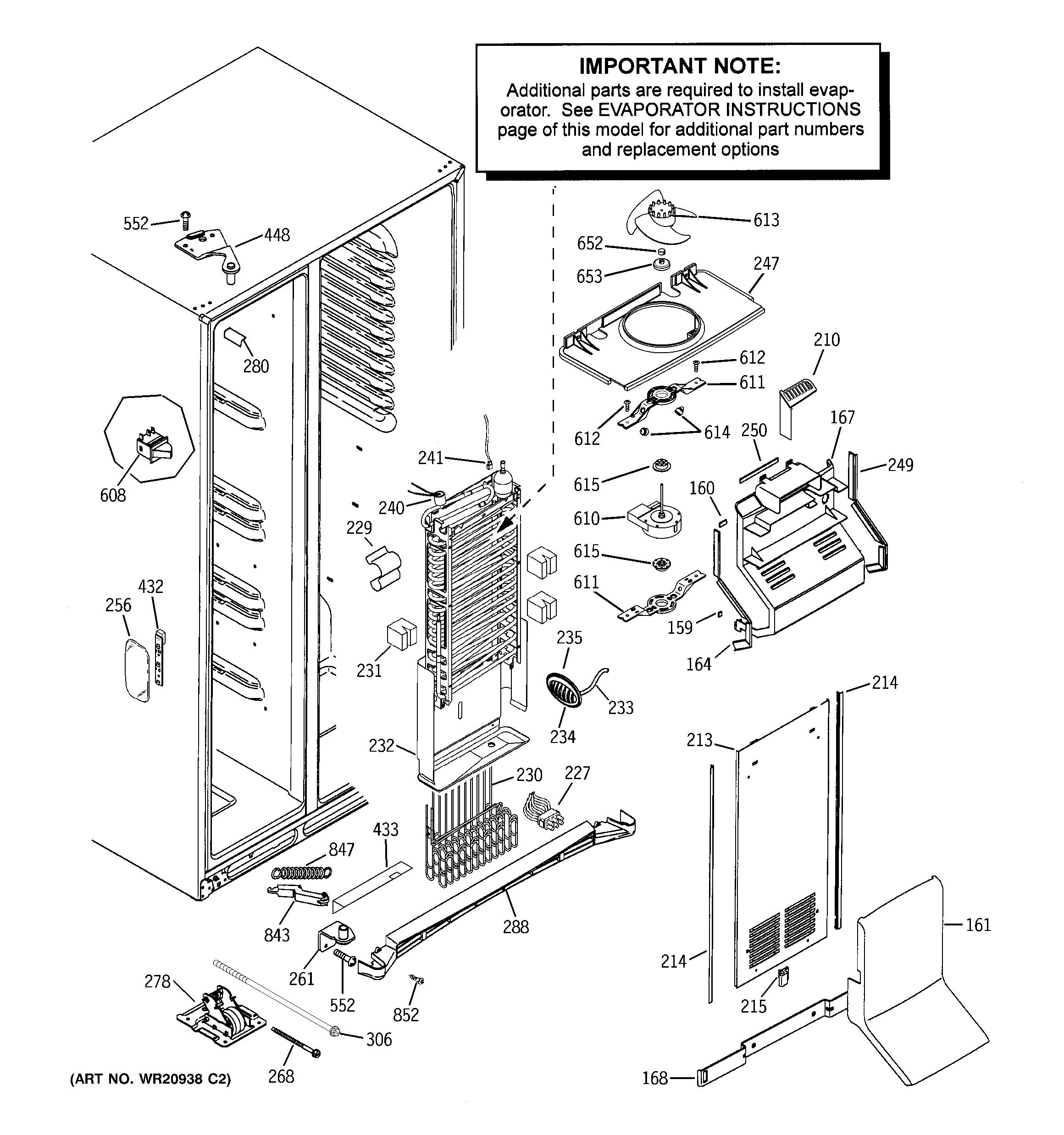 GE RCE25RGBBFSV freezer section diagram