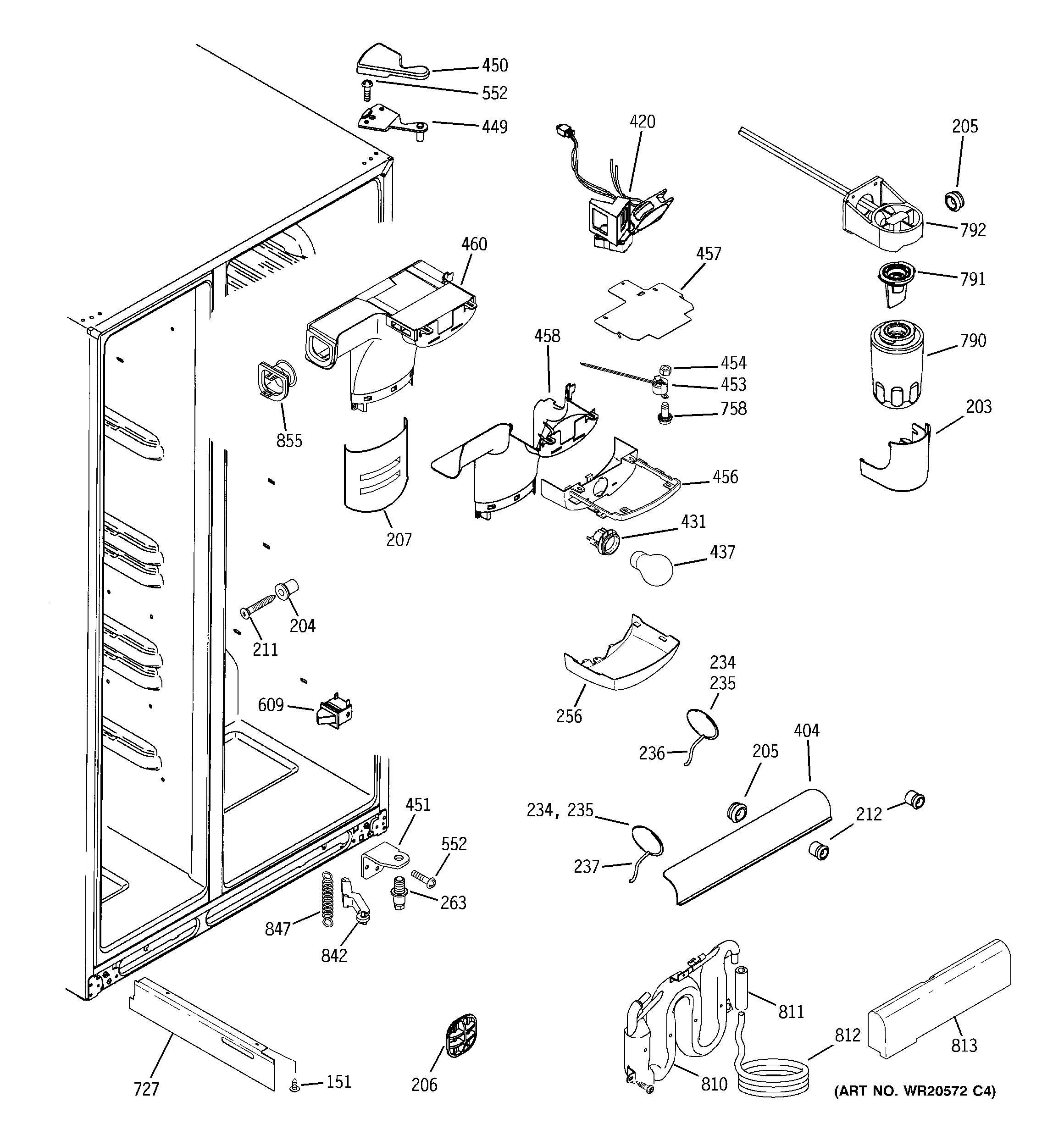 GE GCE23LGYDFLV fresh food section diagram