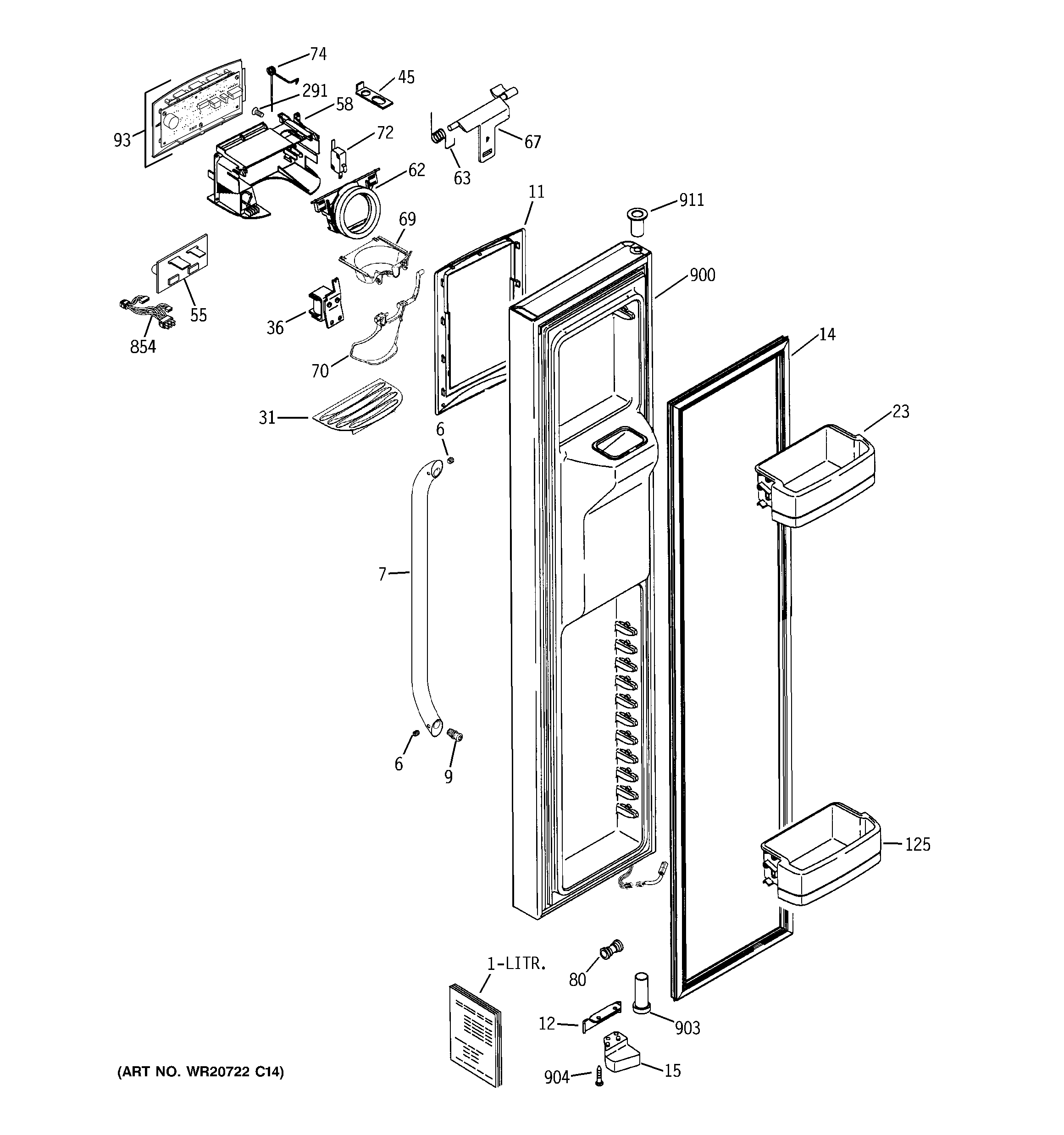 GE GCE23LGYDFWW freezer door diagram