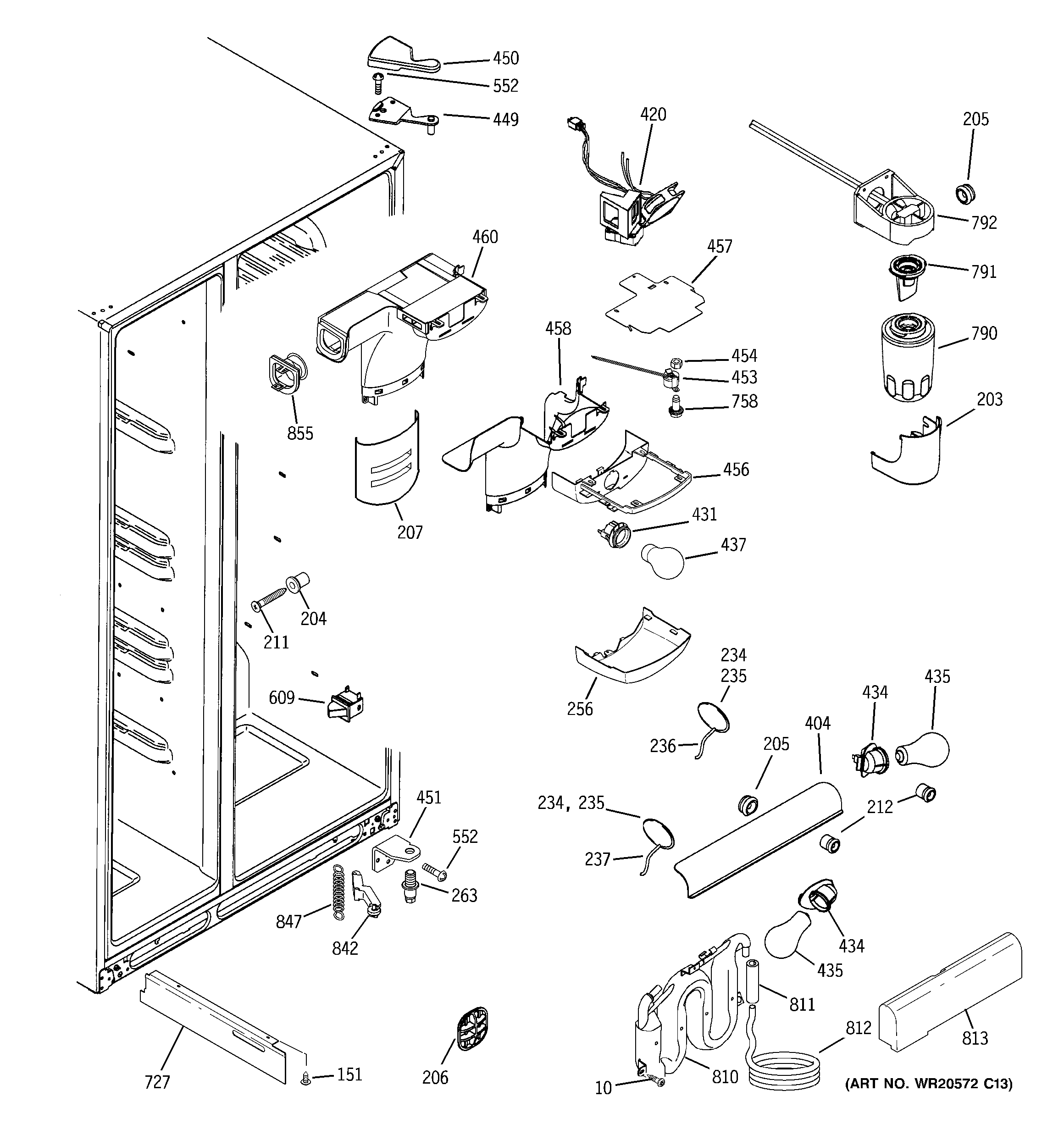 GE GCE23LHYDFSS fresh food section diagram