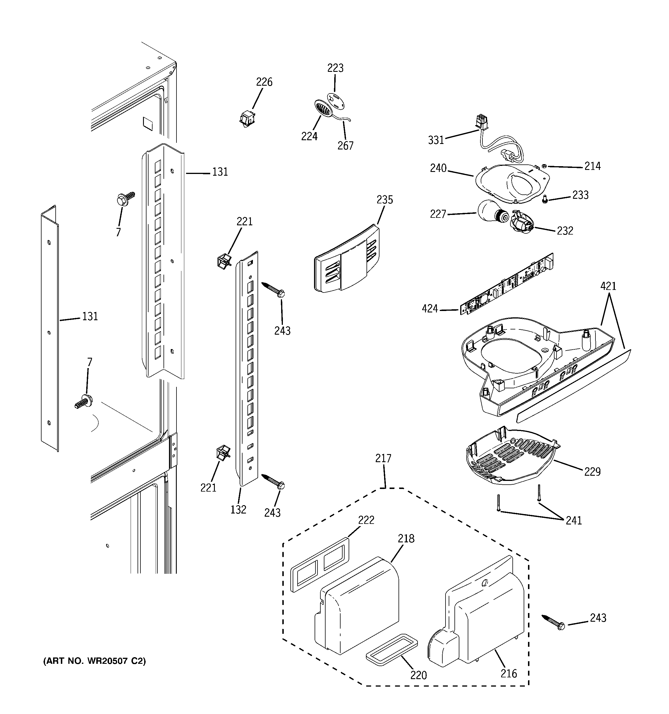 GE GFSF2HCYHWW fresh food section diagram