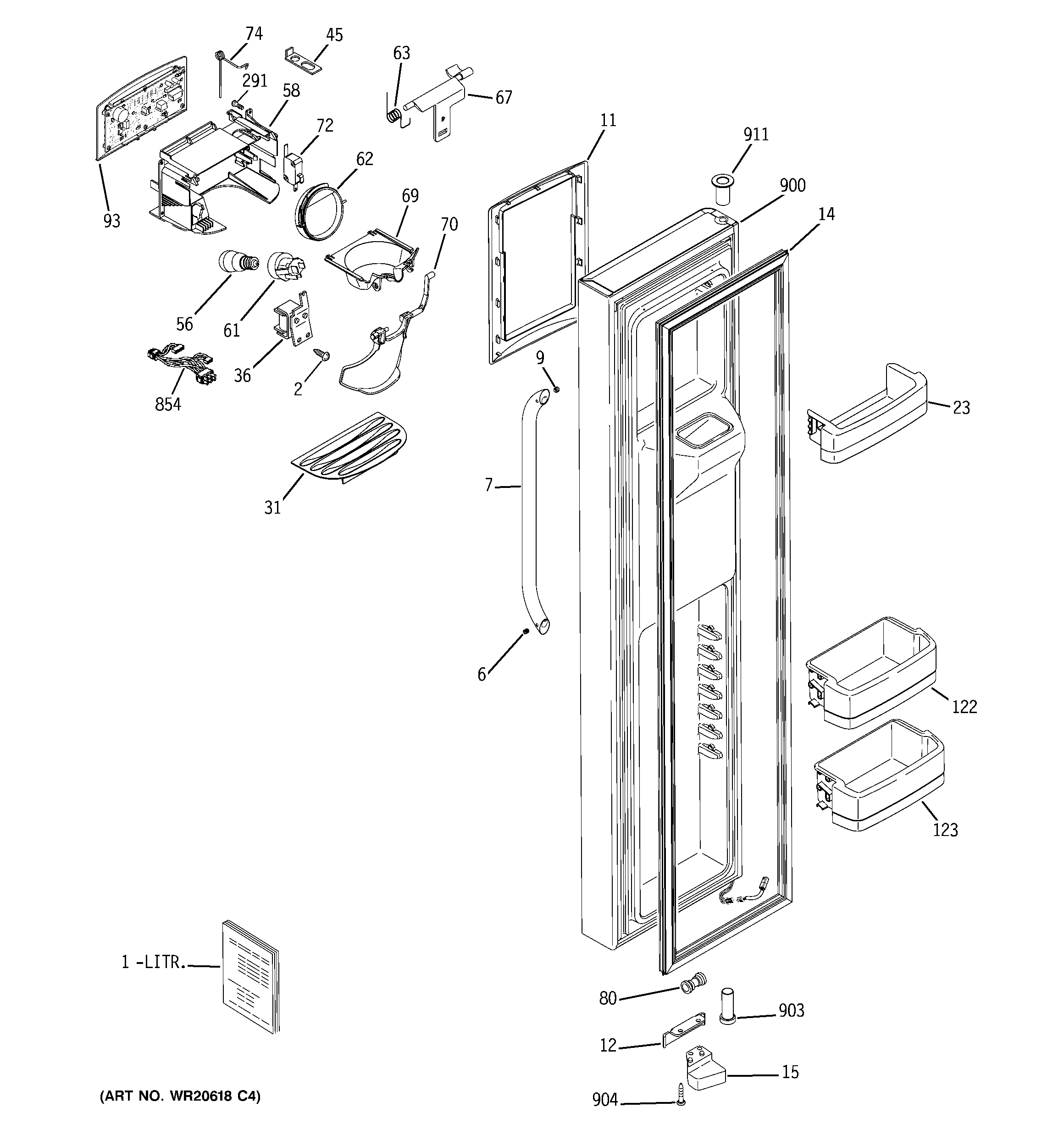 GE GSCS3KGYDFSS freezer door diagram