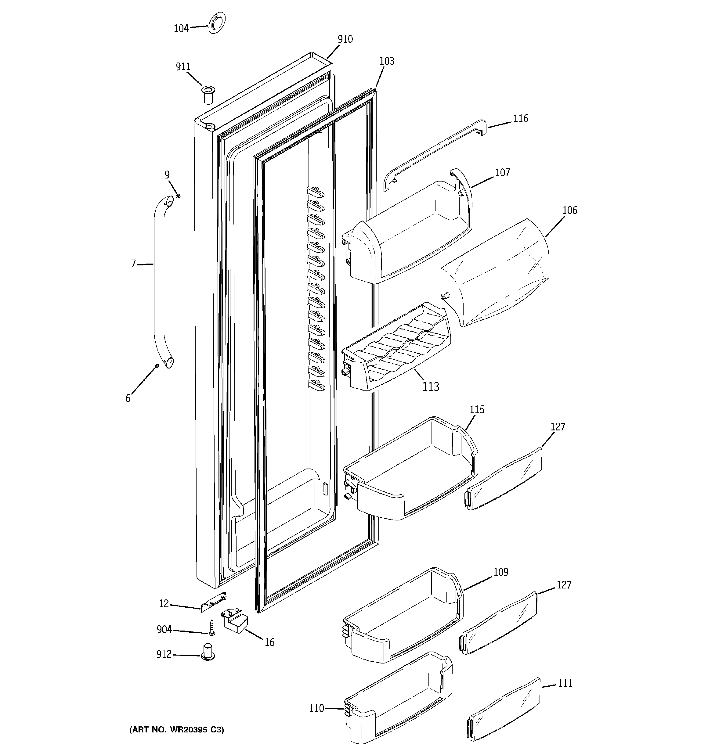 GE GSCS3KGYDFSS fresh food door diagram