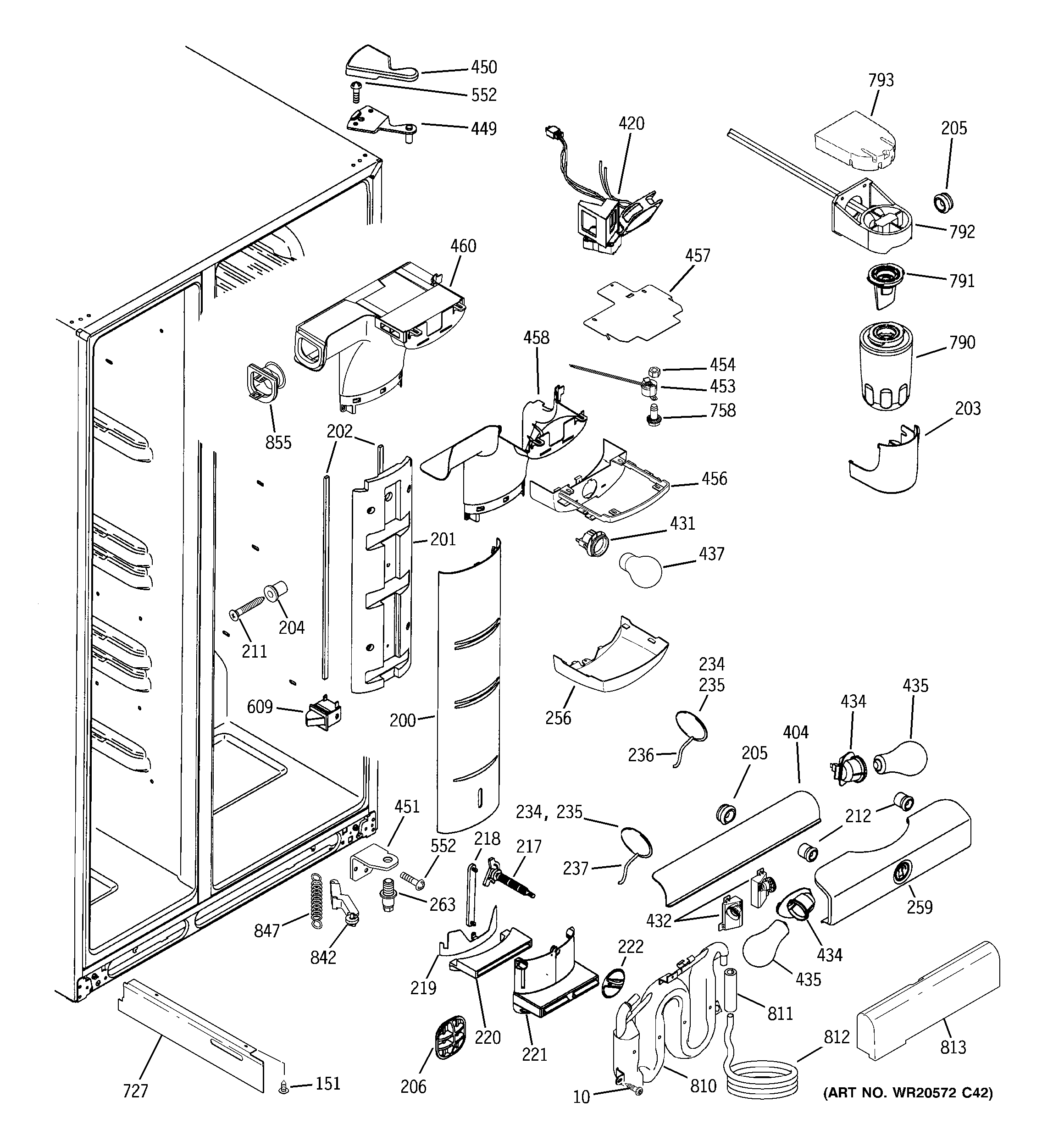 GE PCA23VGXGFSS fresh food section diagram