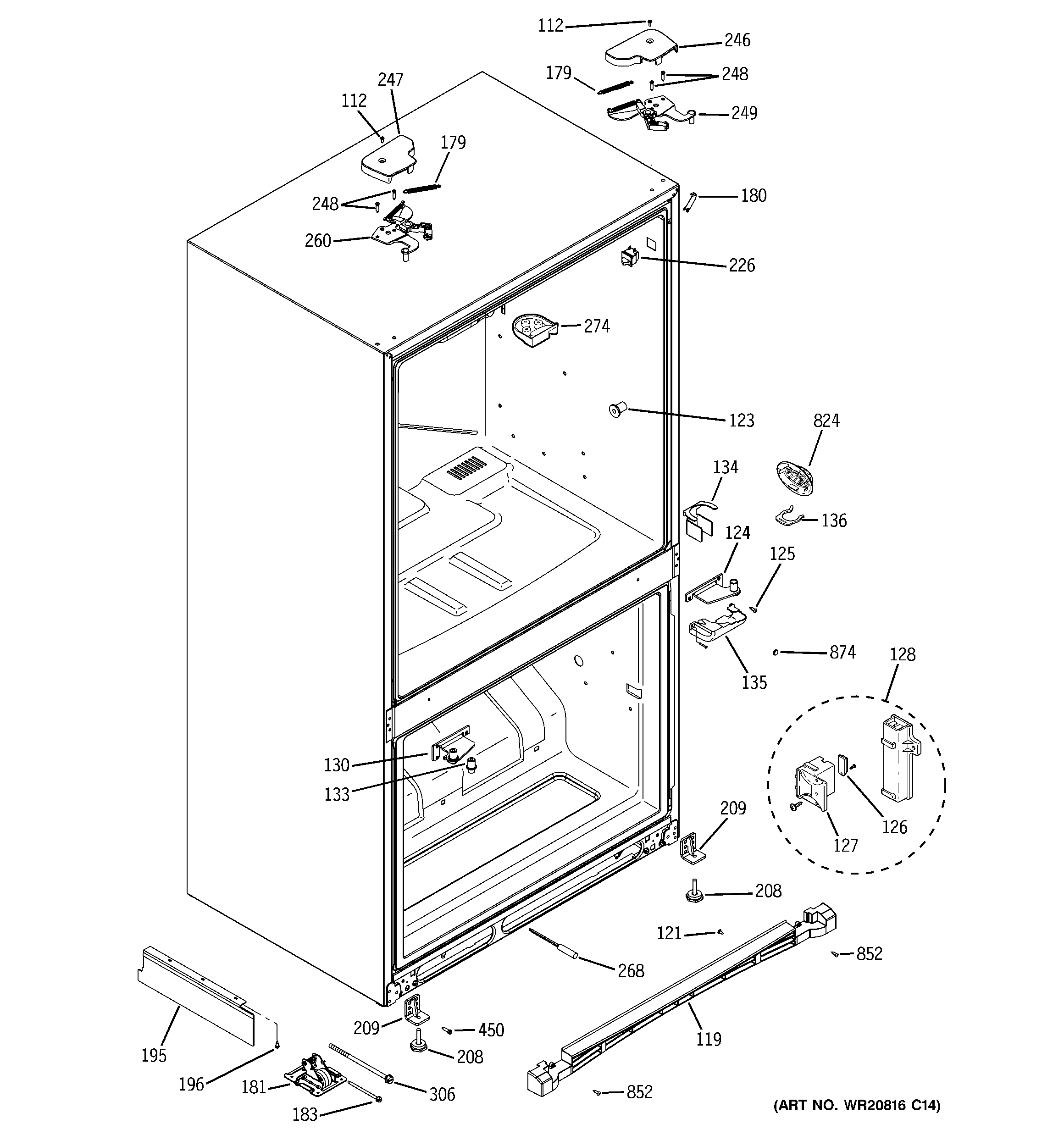 GE PFCS1PJZDSS case parts diagram