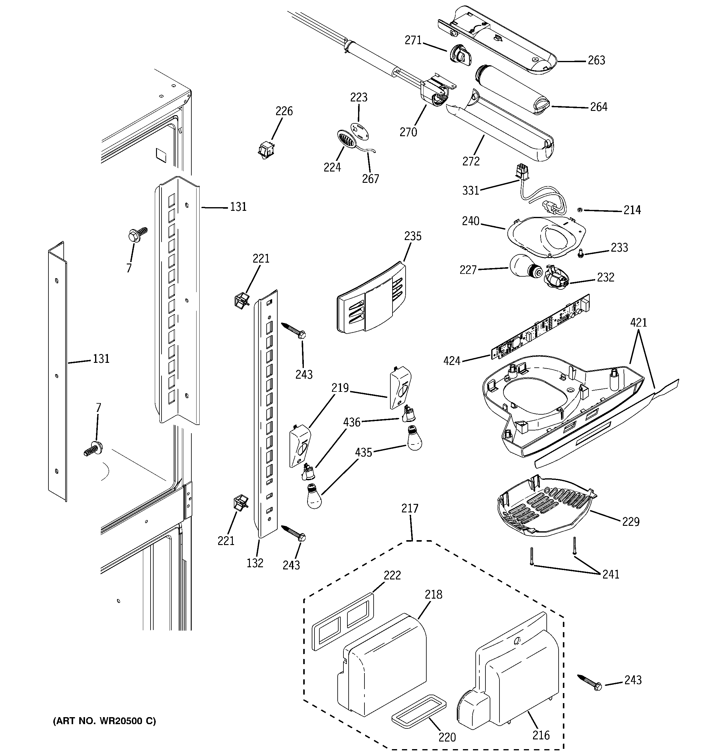 GE PFSF0MFZGWW fresh food section diagram