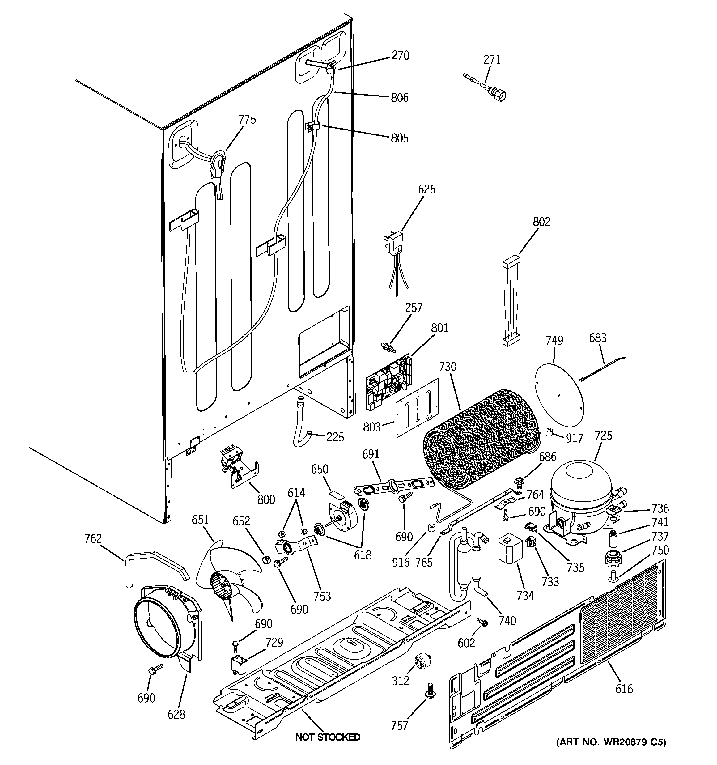 GE PCE23TGXGFWW sealed system & mother board diagram