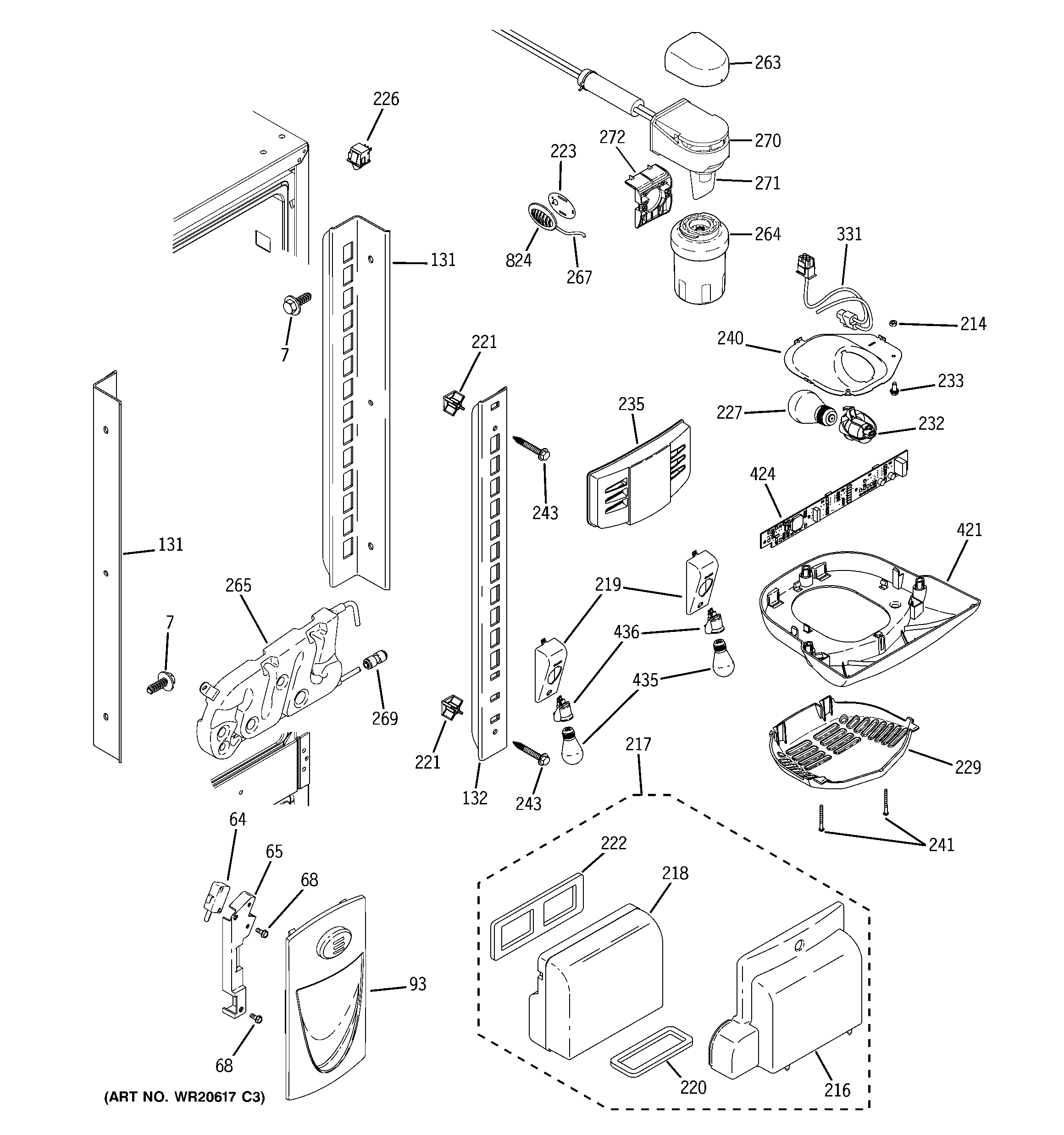 GE PFSF2MIYGBB fresh food section diagram