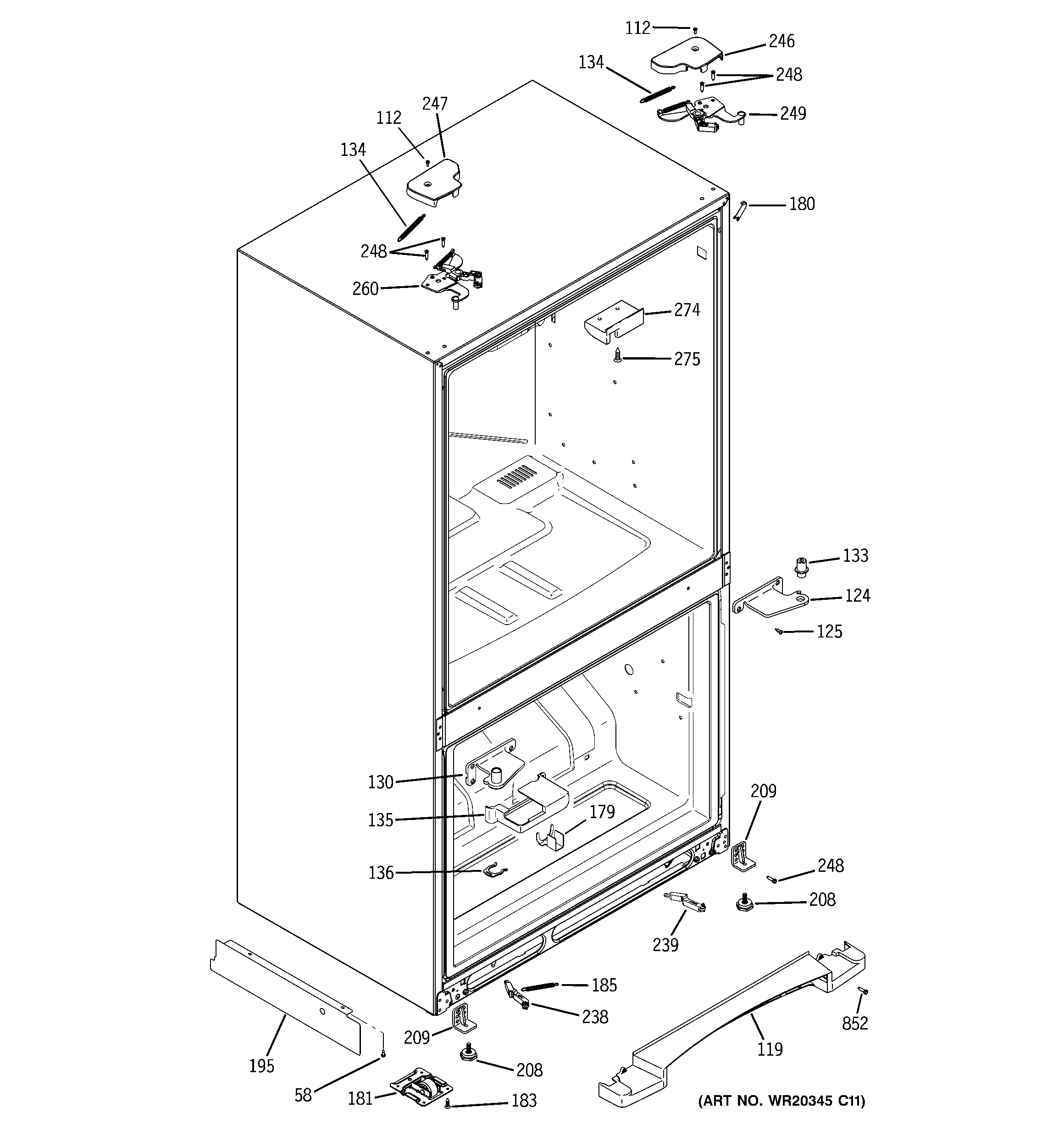 GE PFSF2MJYGBB case parts diagram