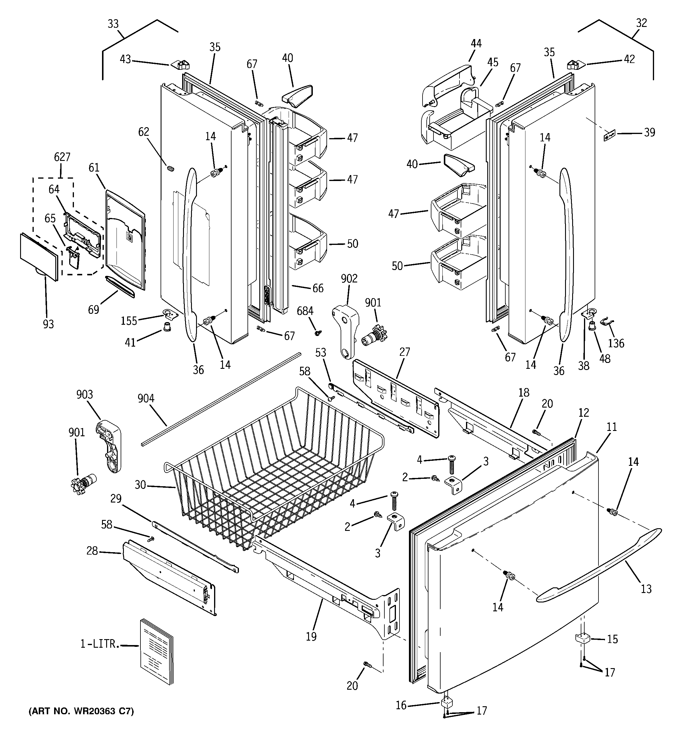GE PFSS2MJYGSS doors diagram