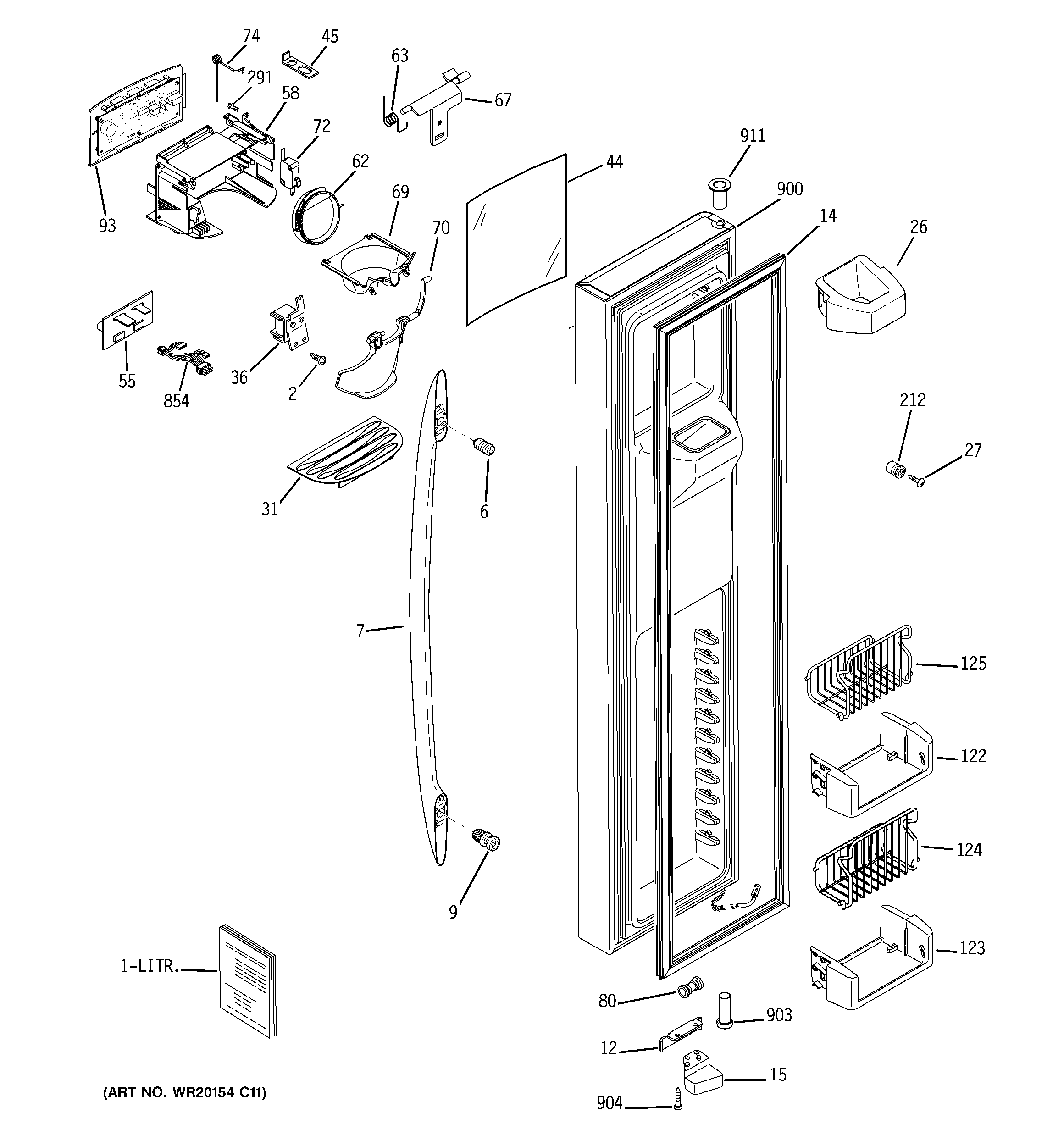 GE PSDW3YGXGFSS freezer door diagram