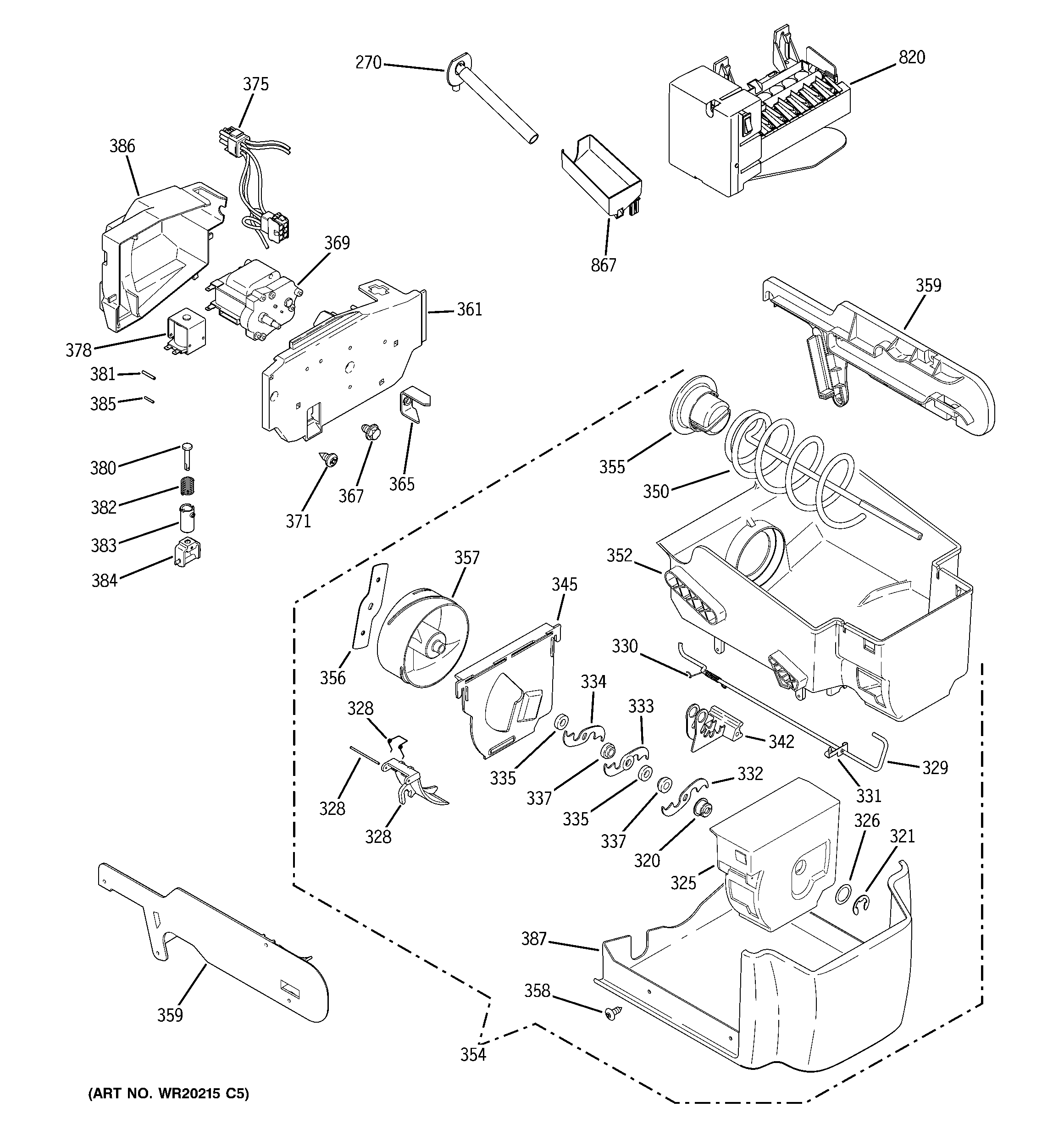 GE PSDW3YGXGFSS ice maker & dispenser diagram